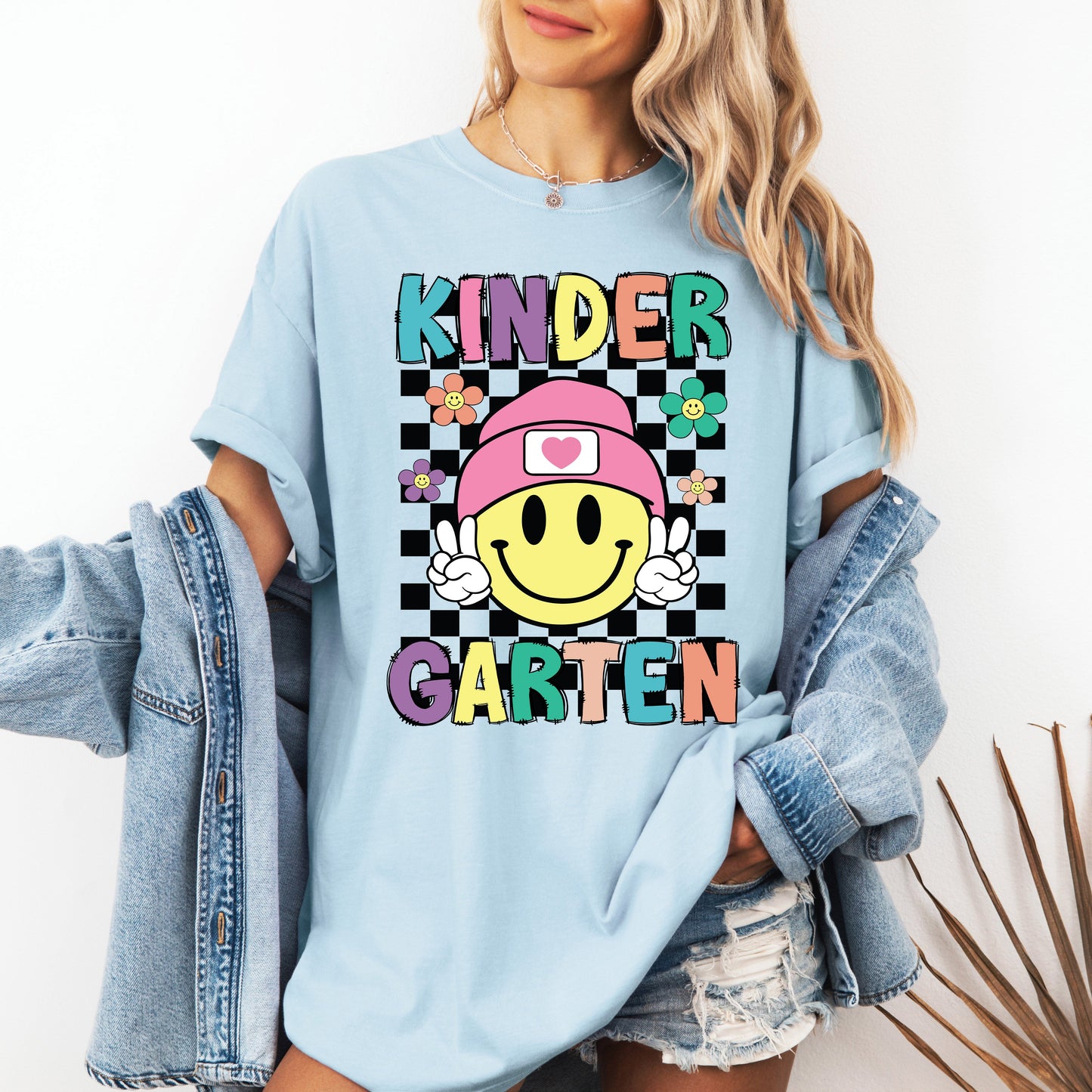 Kindergarten, Smiley Face, Teacher, Back to School, First Day of School, Cute, Teacher Appreciation, Coquette, Comfort Colors T-Shirt