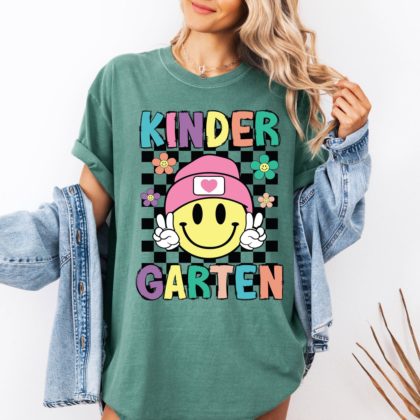 Kindergarten, Smiley Face, Teacher, Back to School, First Day of School, Cute, Teacher Appreciation, Coquette, Comfort Colors T-Shirt