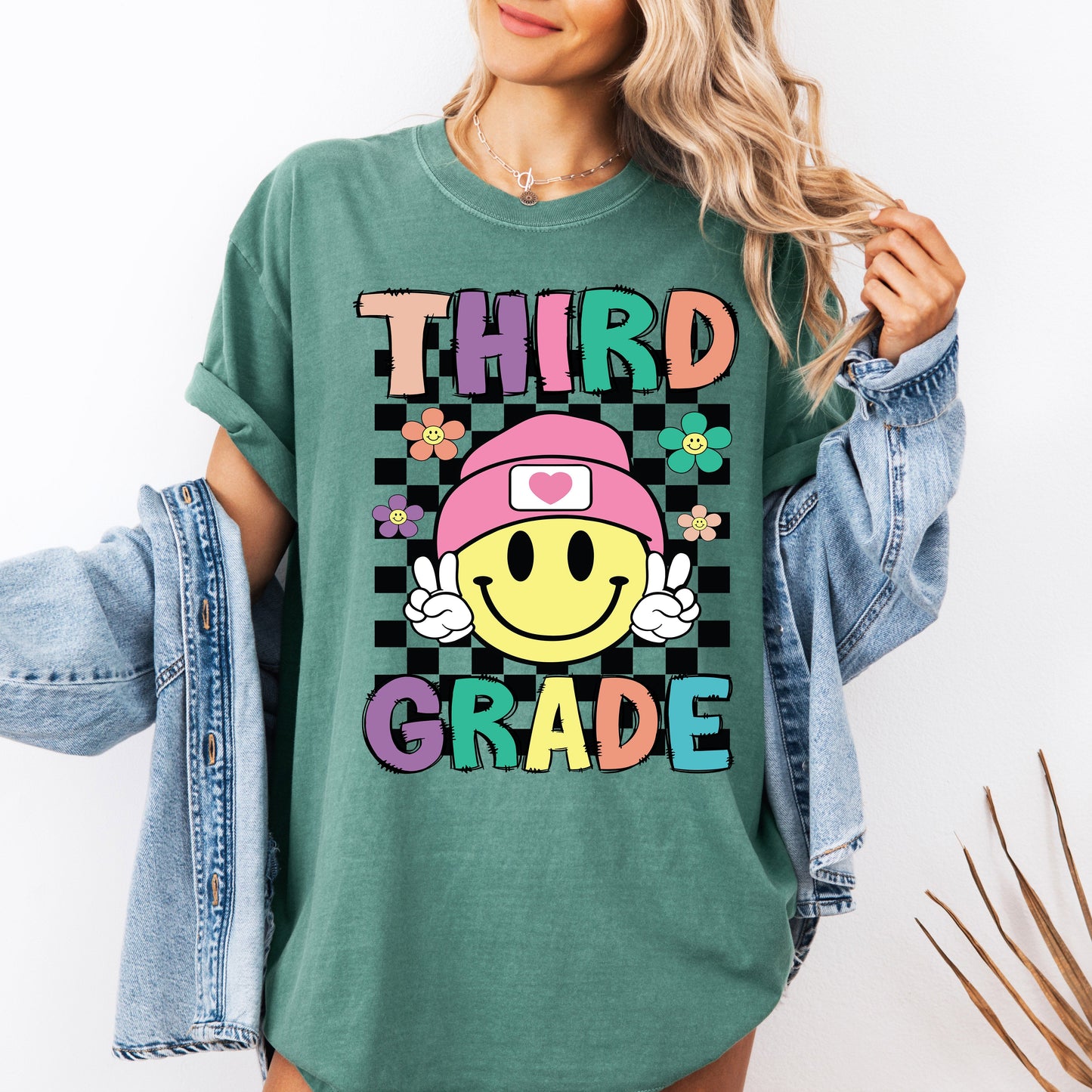 Third Grade, Smiley Face, Teacher, Back to School, First Day of School, Cute, Teacher Appreciation, Coquette, Comfort Colors T-Shirt