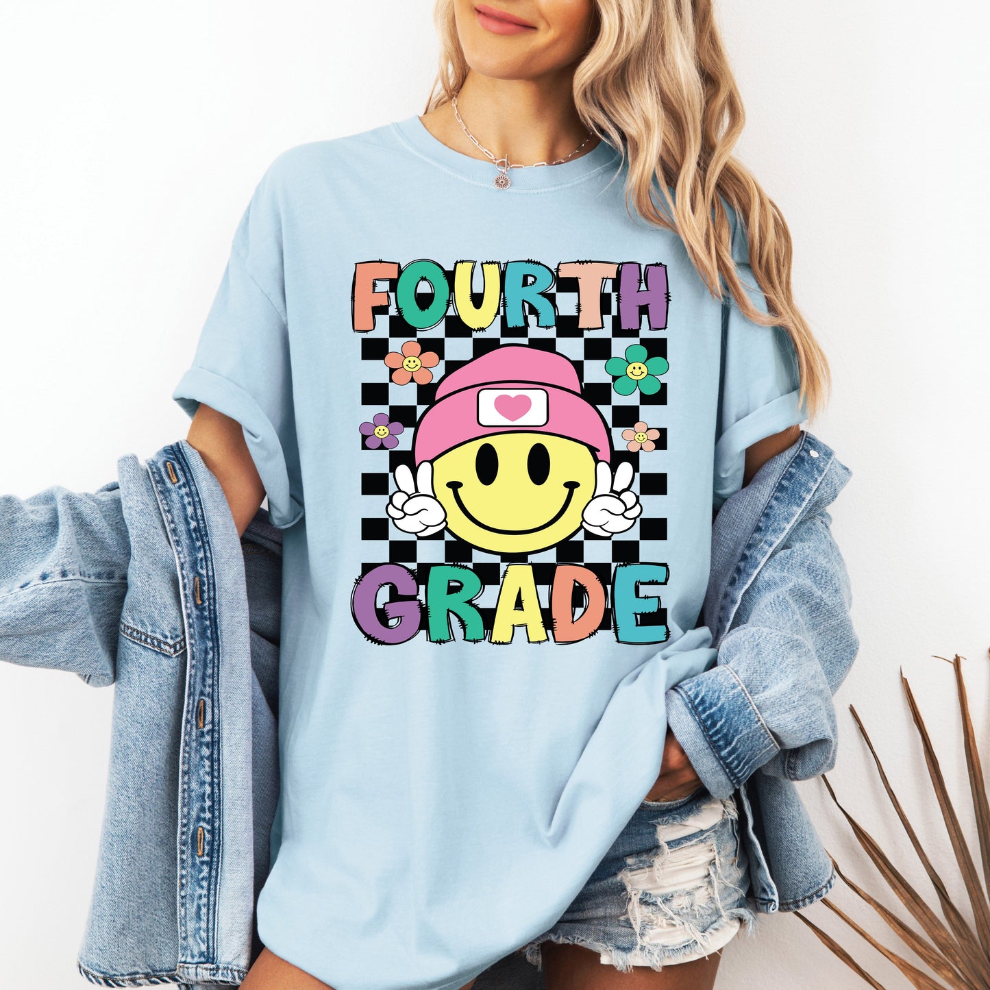 Fourth Grade, Smiley Face, Teacher, Back to School, First Day of School, Cute, Teacher Appreciation, Coquette, Comfort Colors T-Shirt