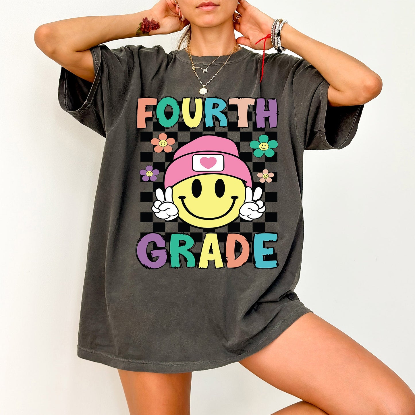 Fourth Grade, Smiley Face, Teacher, Back to School, First Day of School, Cute, Teacher Appreciation, Coquette, Comfort Colors T-Shirt