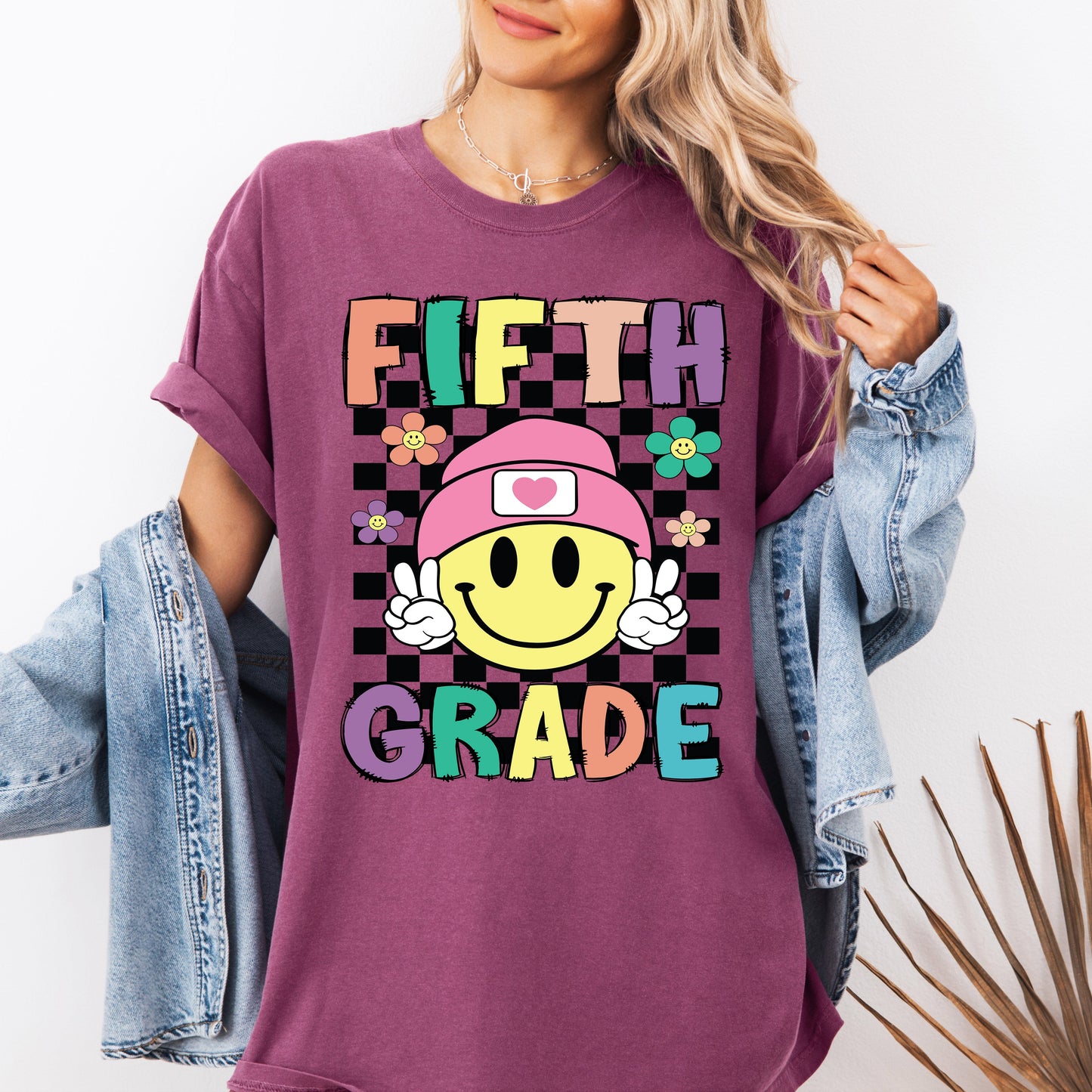 Fifth Grade, Smiley Face, Teacher, Back to School, First Day of School, Cute, Teacher Appreciation, Coquette, Comfort Colors T-Shirt