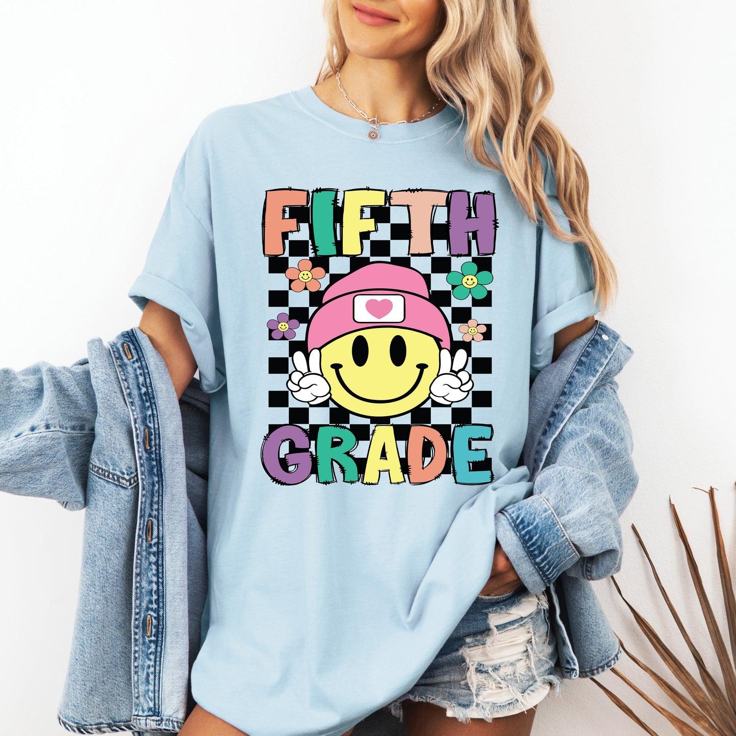 Fifth Grade, Smiley Face, Teacher, Back to School, First Day of School, Cute, Teacher Appreciation, Coquette, Comfort Colors T-Shirt