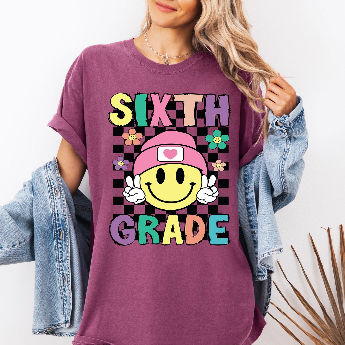 Sixth Grade, Smiley Face, Teacher, Back to School, First Day of School, Cute, Teacher Appreciation, Coquette, Comfort Colors T-Shirt