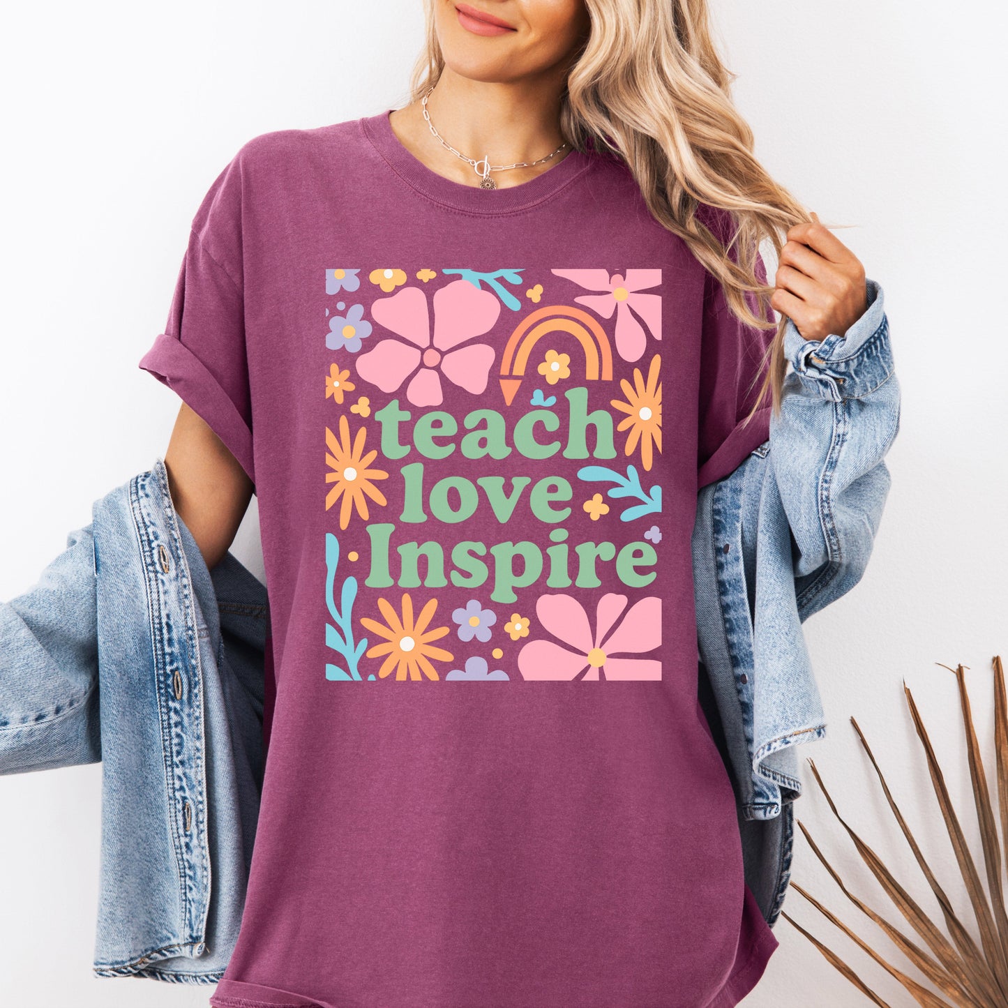 Teach Love Inspire, Boho, Back to School, First Day of School, Cute, Teacher Appreciation, Coquette, Comfort Colors T-Shirt