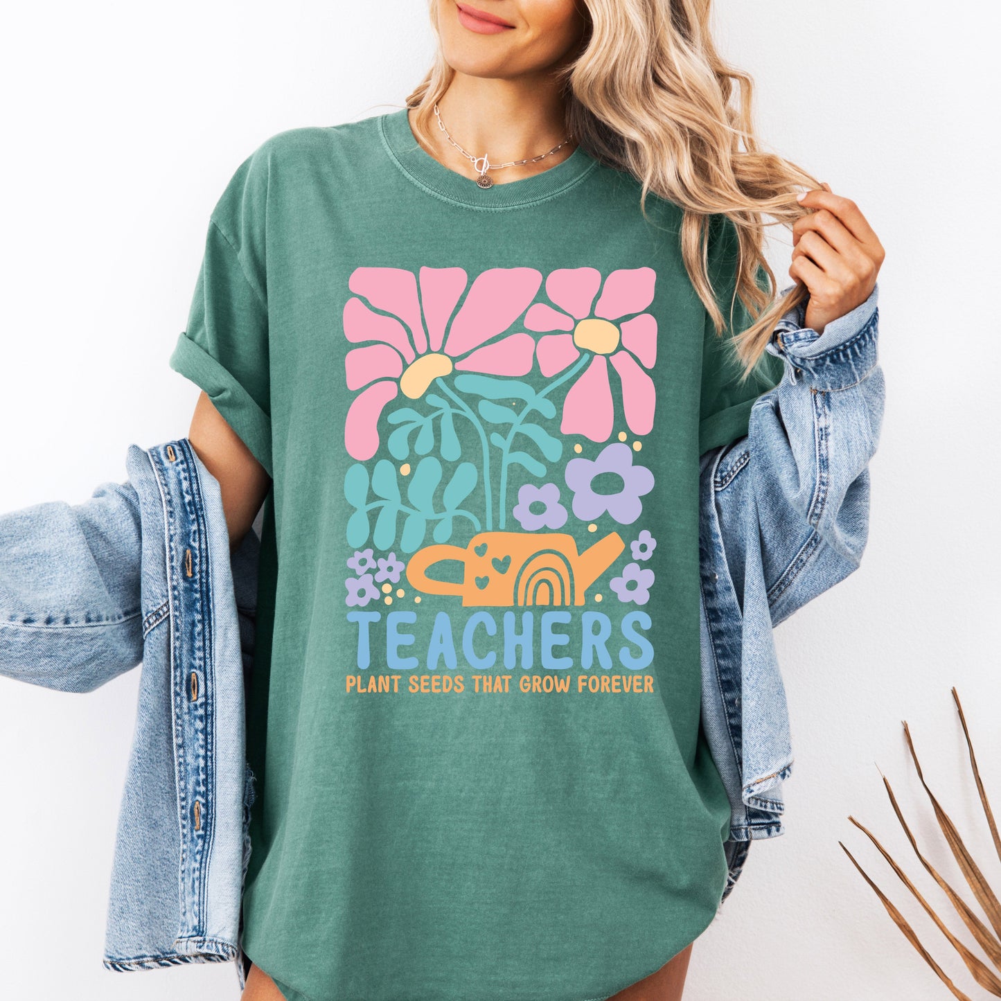 Teachers Plant Seeds Boho, Floral, Back to School, First Day of School, Cute, Teacher Appreciation, Coquette, Comfort Colors T-Shirt