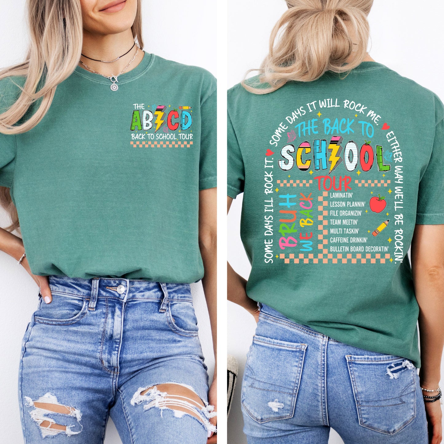 ABCD Back To School Tour, Teacher, Front and Back, First Day of School, Cute, Teacher Appreciation, Coquette, Comfort Colors T-Shirt