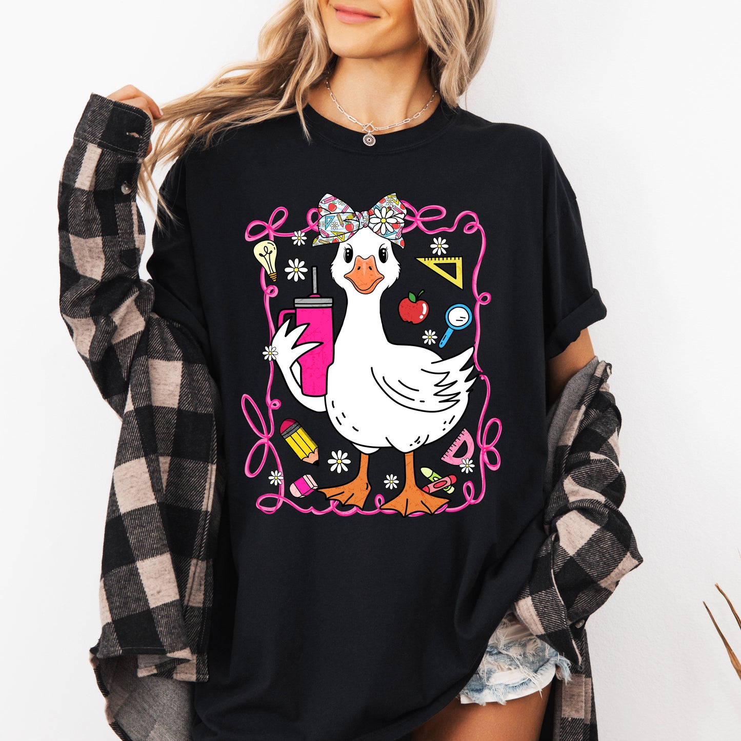 Teacher Goose, Funny, Coffee, First Day of School, Cute, Teacher Appreciation, Coquette, Comfort Colors T-Shirt