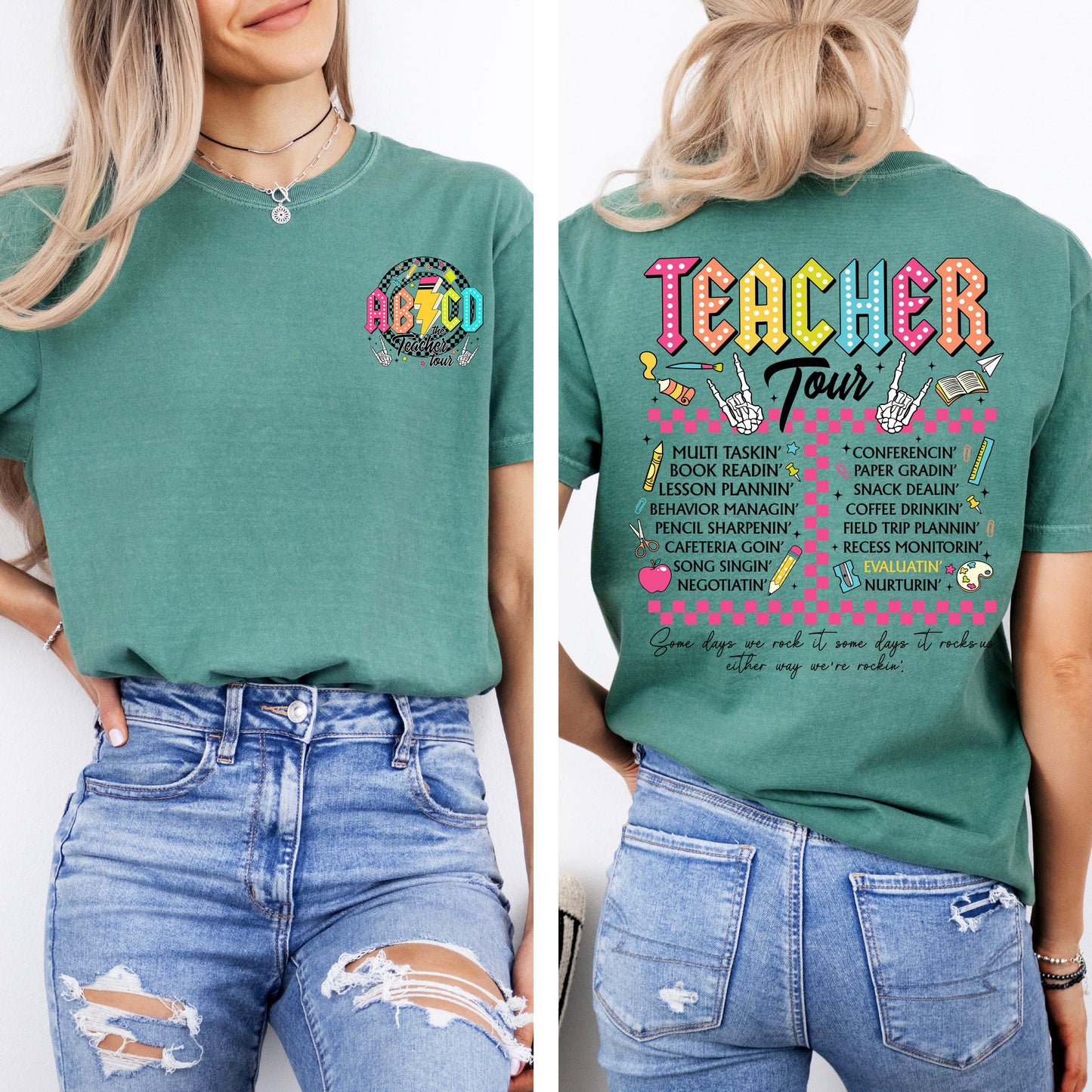 Teacher Tour, Back to School, Retro, Front and Back, First Day of School, Cute, Teacher Appreciation, Coquette, Comfort Colors T-Shirt