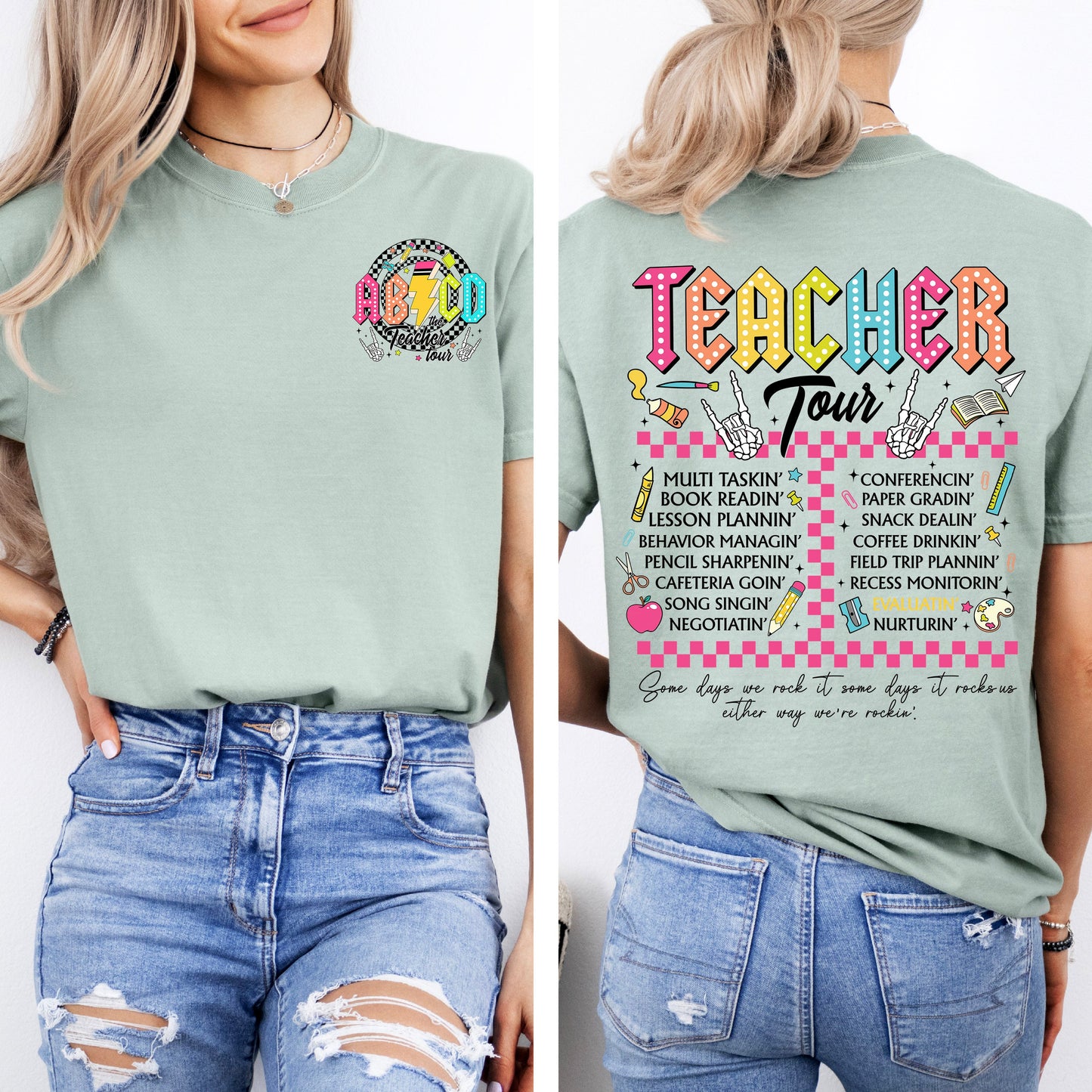 Teacher Tour, Back to School, Retro, Front and Back, First Day of School, Cute, Teacher Appreciation, Coquette, Comfort Colors T-Shirt