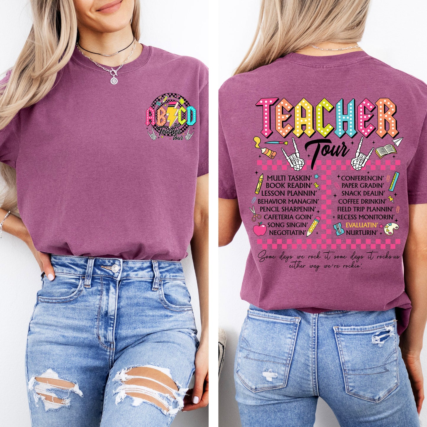 Teacher Tour, Back to School, Retro, Front and Back, First Day of School, Cute, Teacher Appreciation, Coquette, Comfort Colors T-Shirt