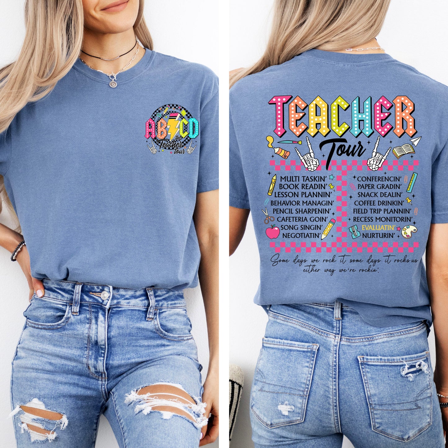 Teacher Tour, Back to School, Retro, Front and Back, First Day of School, Cute, Teacher Appreciation, Coquette, Comfort Colors T-Shirt