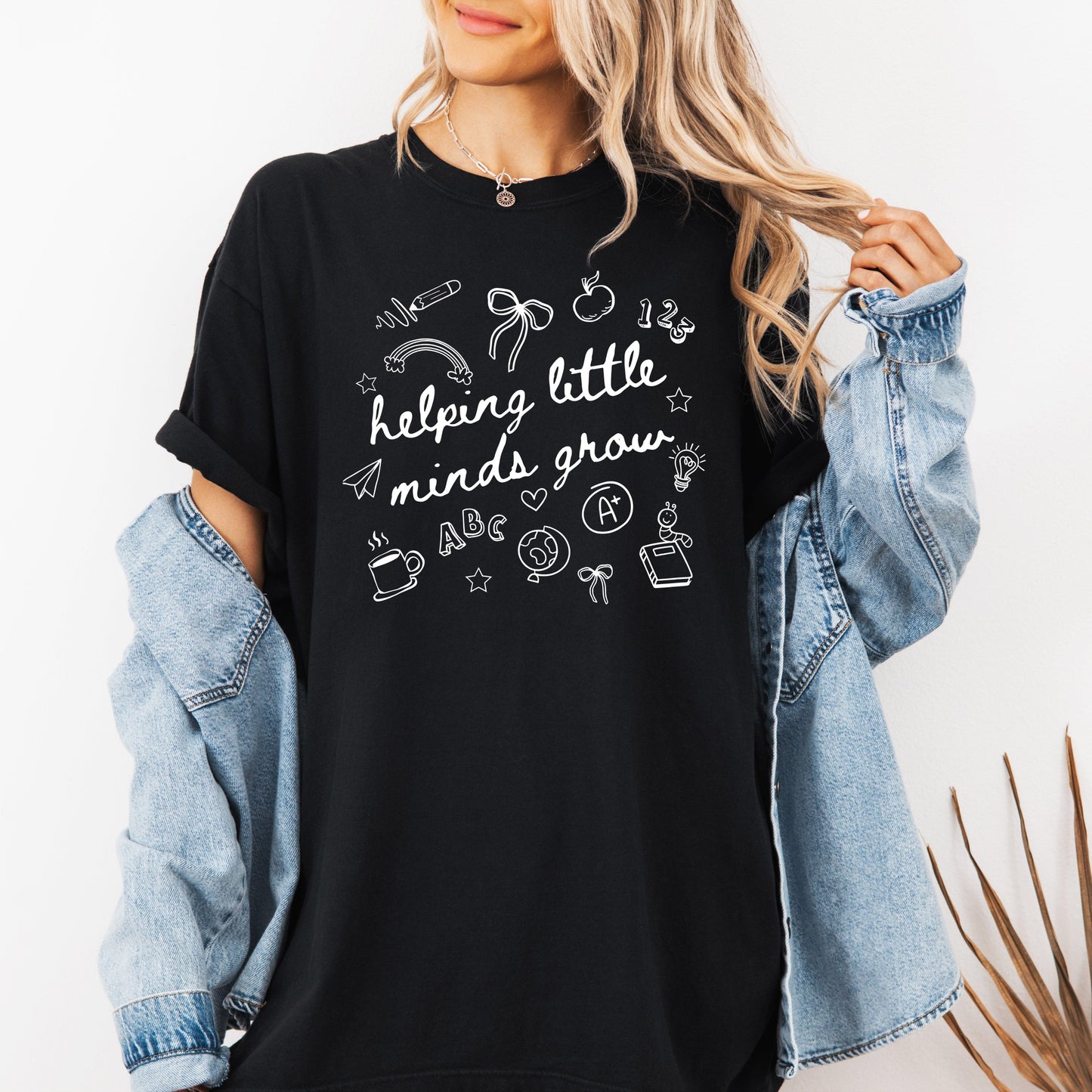 Helping Little Minds Grow, Teacher, Back to School, First Day of School, Cute, Teacher Appreciation, Coquette, Comfort Colors T-Shirt