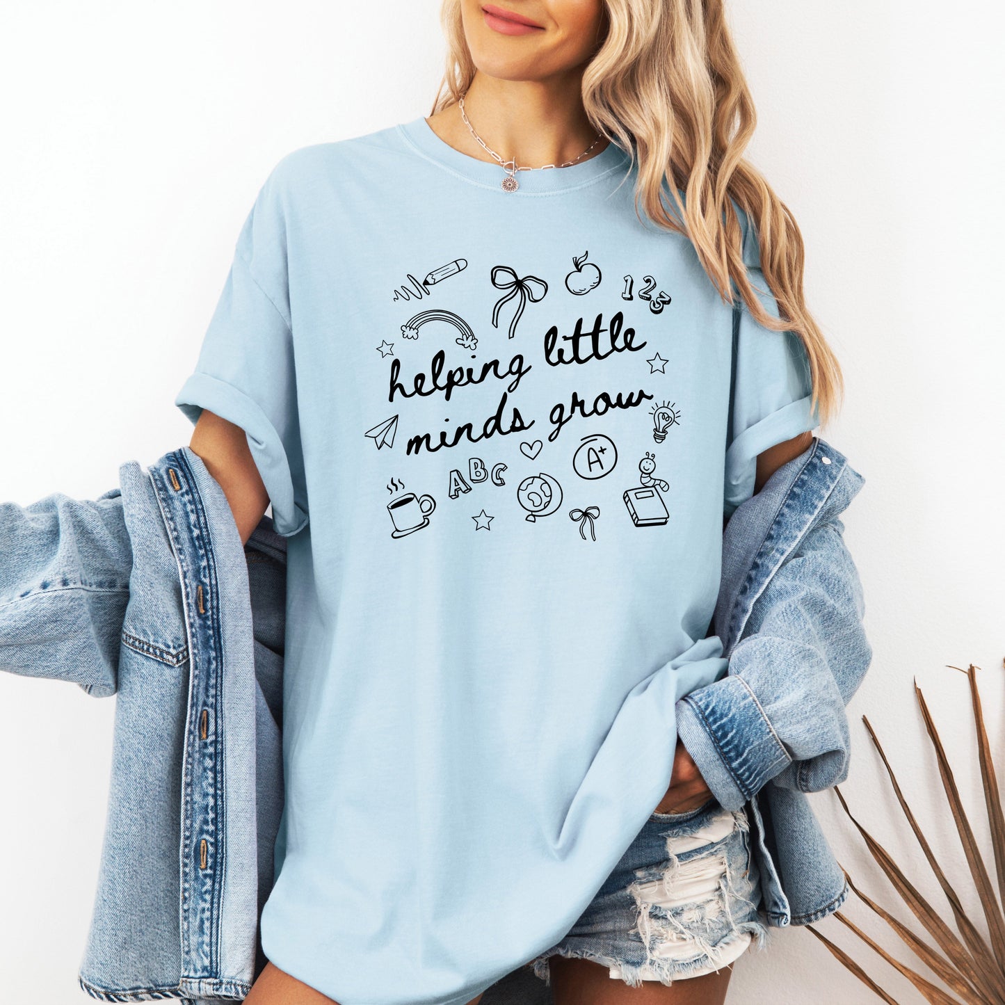 Helping Little Minds Grow, Teacher, Back to School, First Day of School, Cute, Teacher Appreciation, Coquette, Comfort Colors T-Shirt