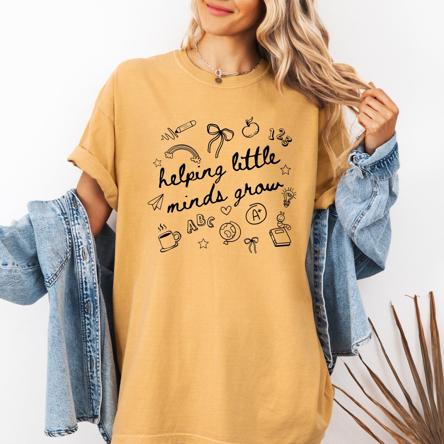 Helping Little Minds Grow, Teacher, Back to School, First Day of School, Cute, Teacher Appreciation, Coquette, Comfort Colors T-Shirt