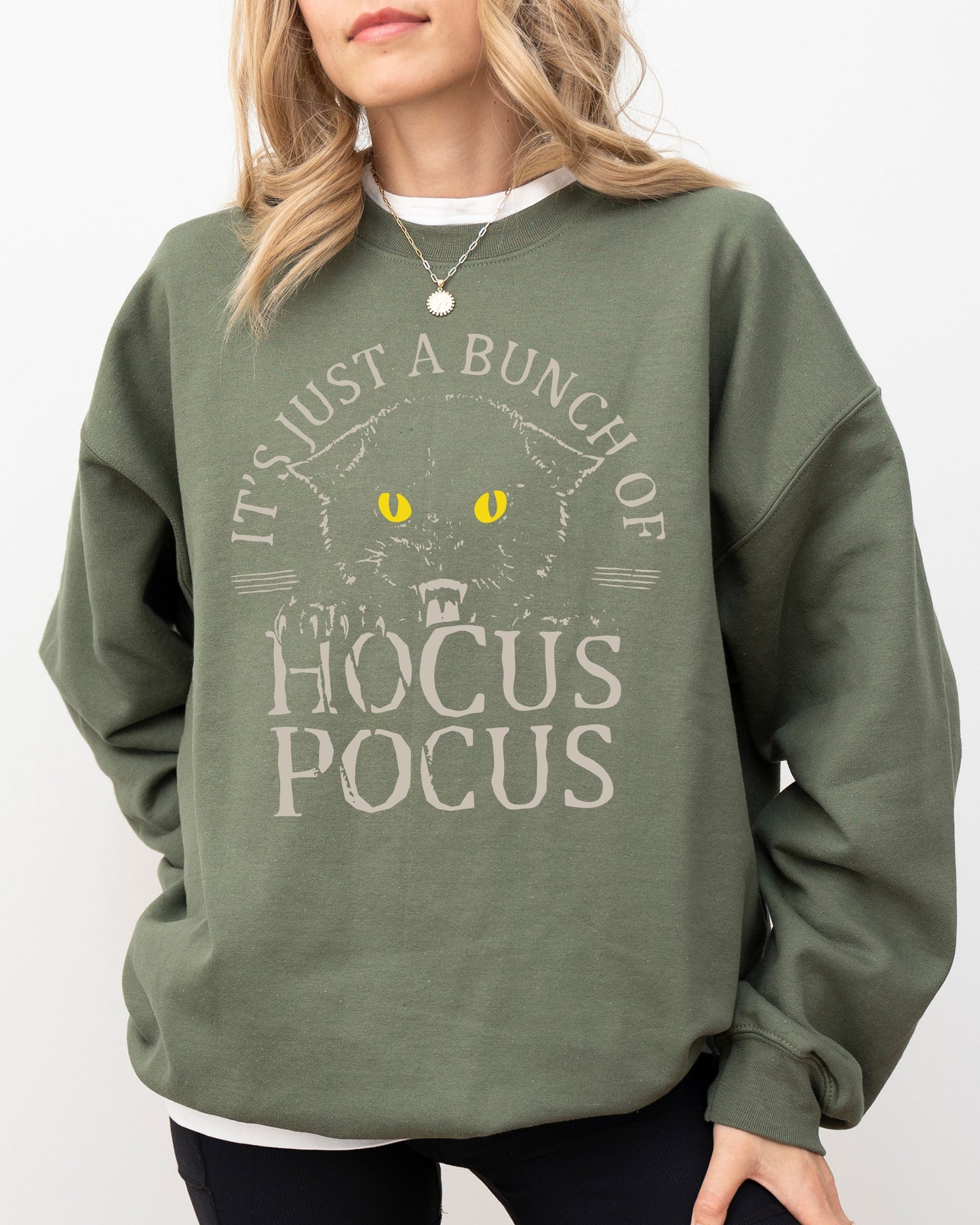 Bunch of Hocus Pocus, Cat, Funny, Spooky, Witch, Aesthetic, Meme, Halloween, Costume Sweatshirt
