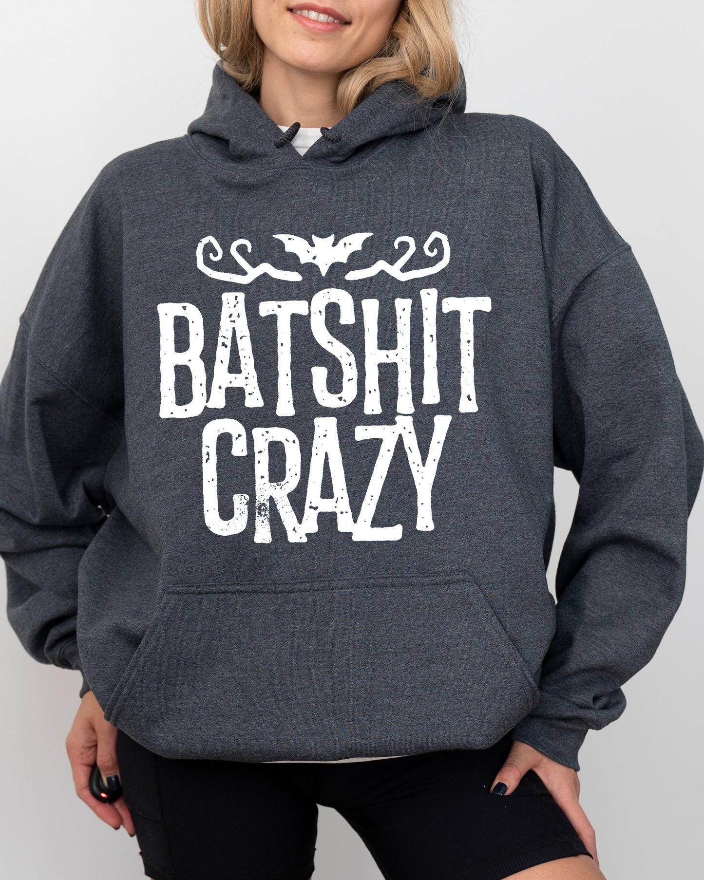 Batshit Crazy, Skeletons, Ghost, Western, Witch, Skull, Aesthetic, Meme, Halloween, Costume, Hoodie, Hooded Sweatshirt
