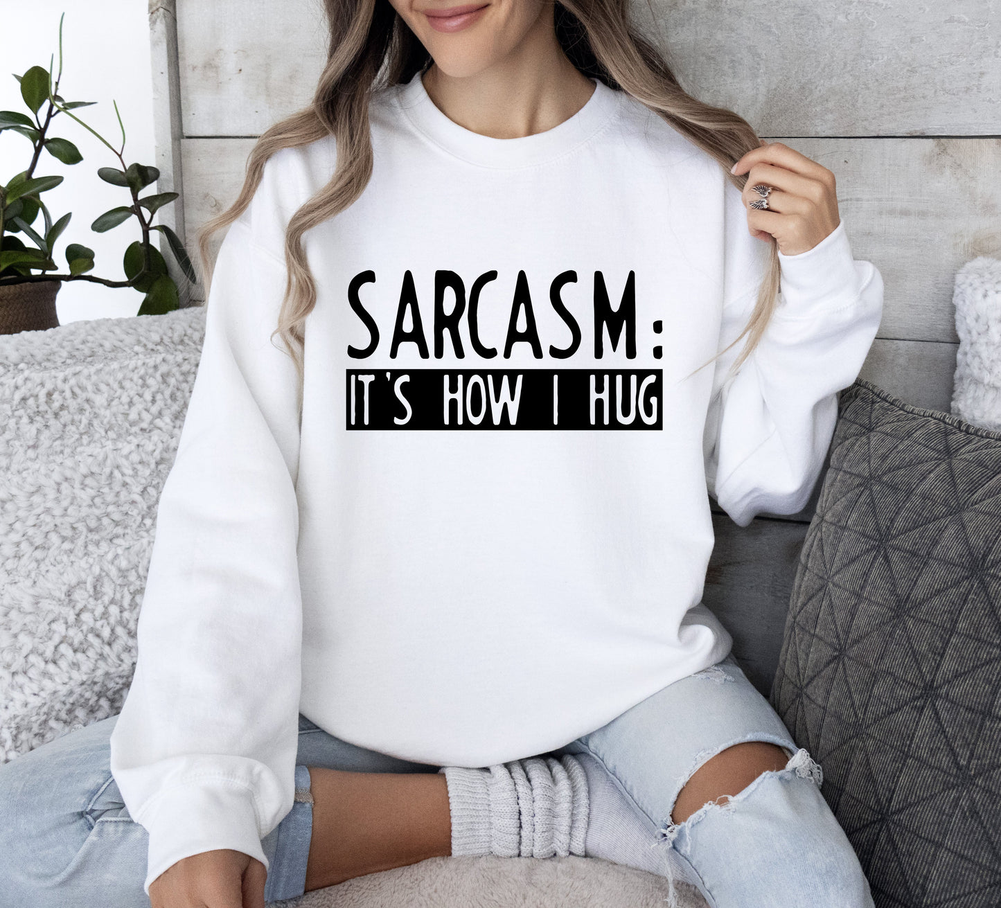 Funny Sarcasm It's How I Hug Sweatshirt, Sarcastic College Sweatshirt