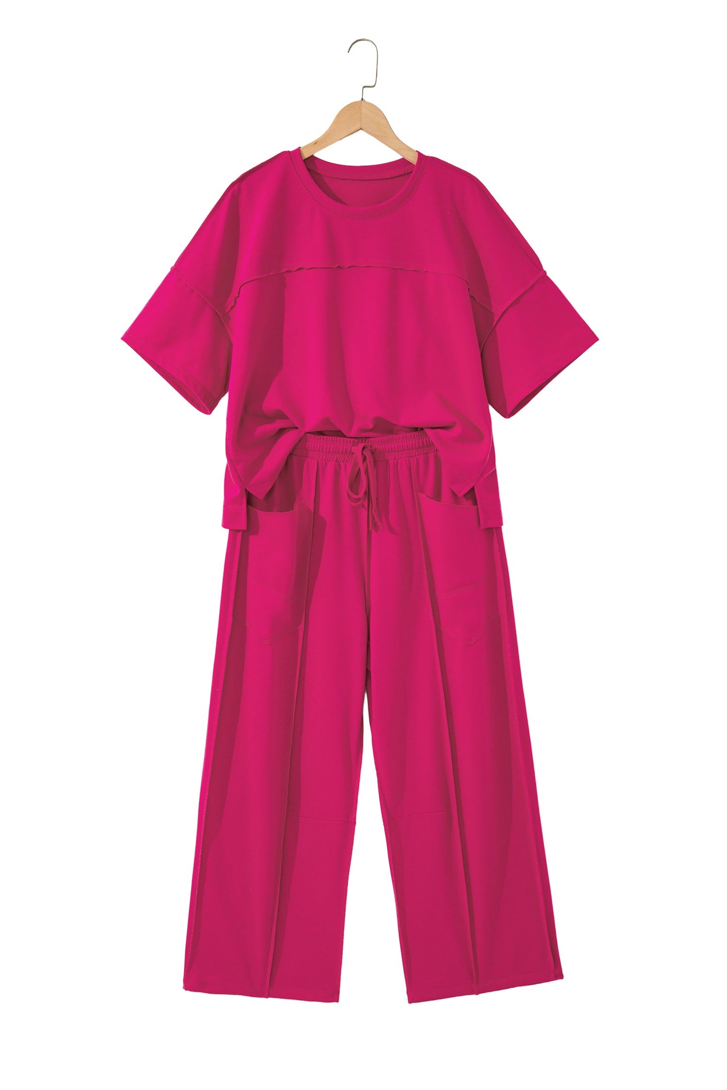 Solid Drop Shoulder Boxy Tee & Barrel Pants Set