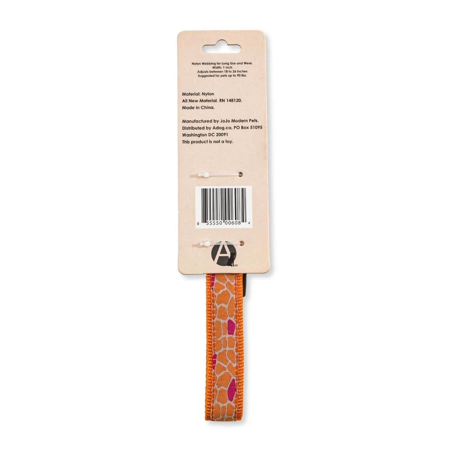 Nylon Dog Collar with Embroidered Giraffe Design/Animal Print, Secure & Adjustable Fit