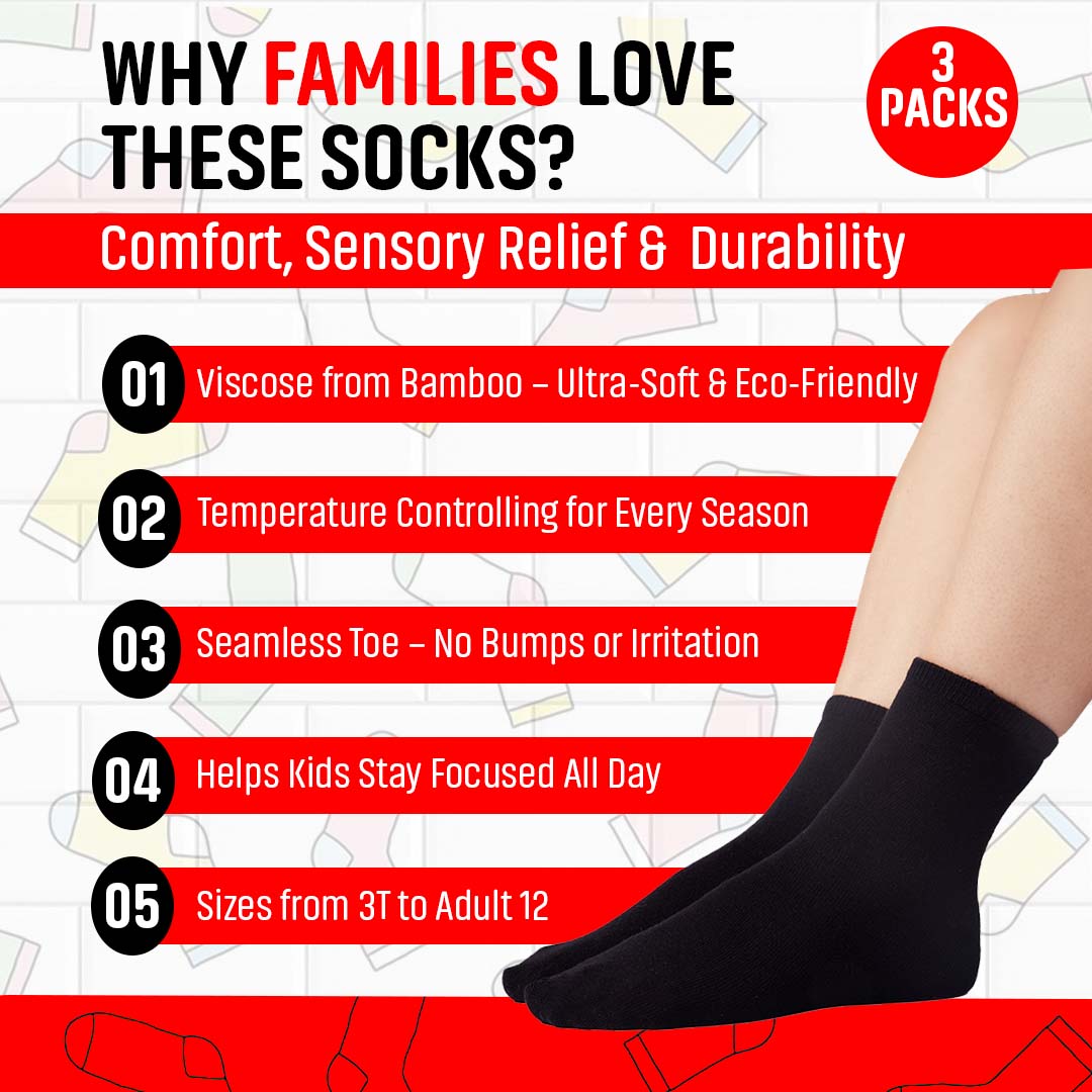 SmoothToe™ Essentials Crew – Seamless Toe Sensory-Friendly Socks 5-Pack