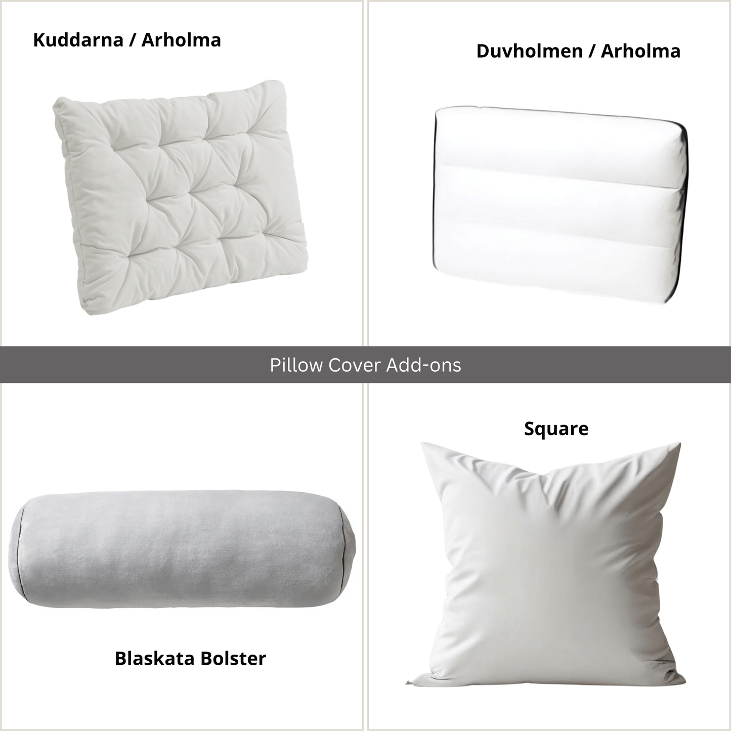 2 Pack Outdoor Seat Covers | Beige Stripe | Compatible with IKEA Duvholmen Inner Cushion