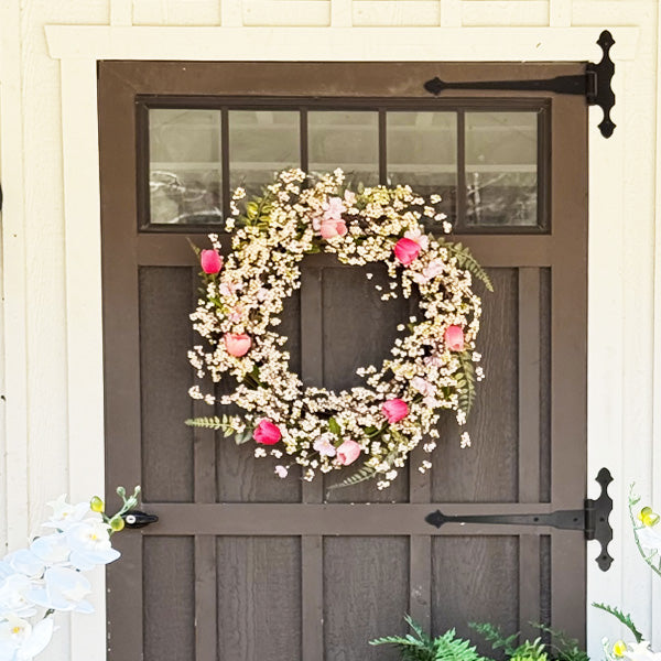 26 Inch Pink Blossom Wreath