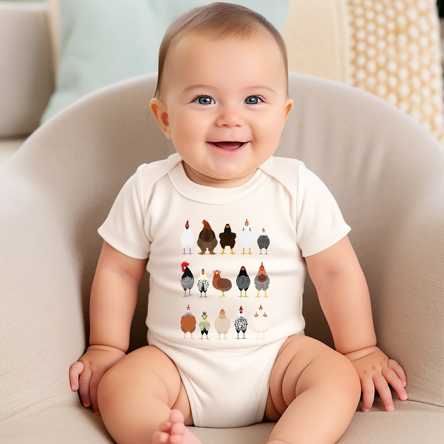 Chicken Lovers Kid's Tees, Farm Animal Infant Bodysuits, Illustration, Breeds, Youth Comfort Colors T-Shirt