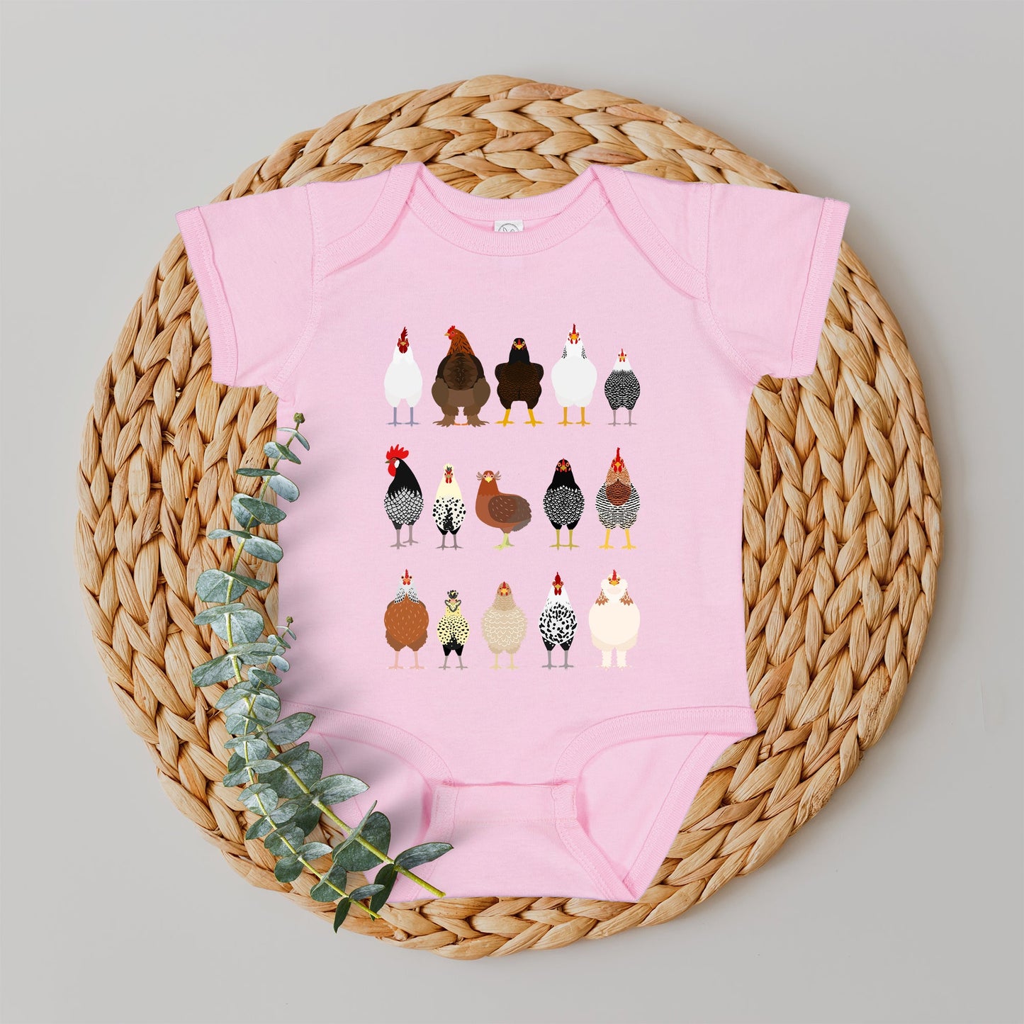 Chicken Lovers Kid's Tees, Farm Animal Infant Bodysuits, Illustration, Breeds, Youth Comfort Colors T-Shirt