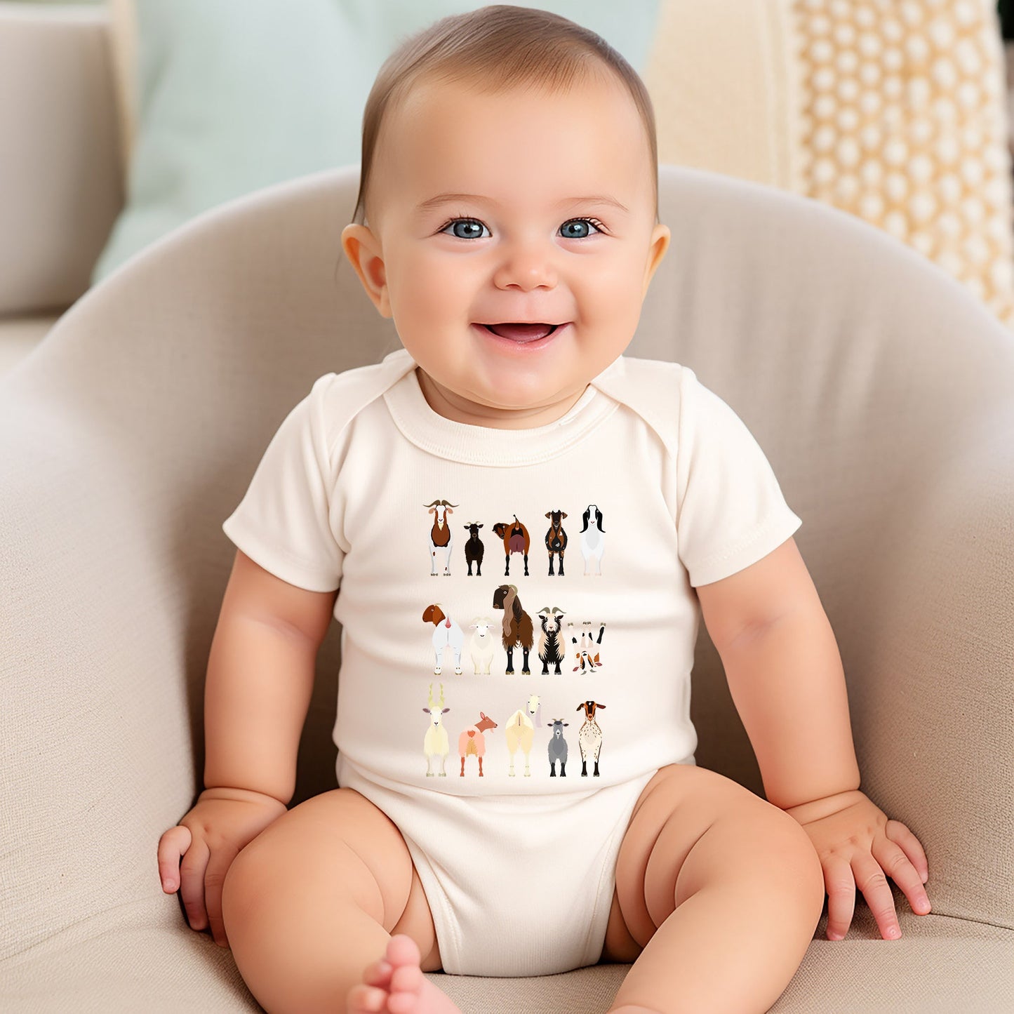 Goat Lovers Kid's Tees, Farm Animal Infant Bodysuits, Illustration, Breeds, Youth Comfort Colors T-Shirt