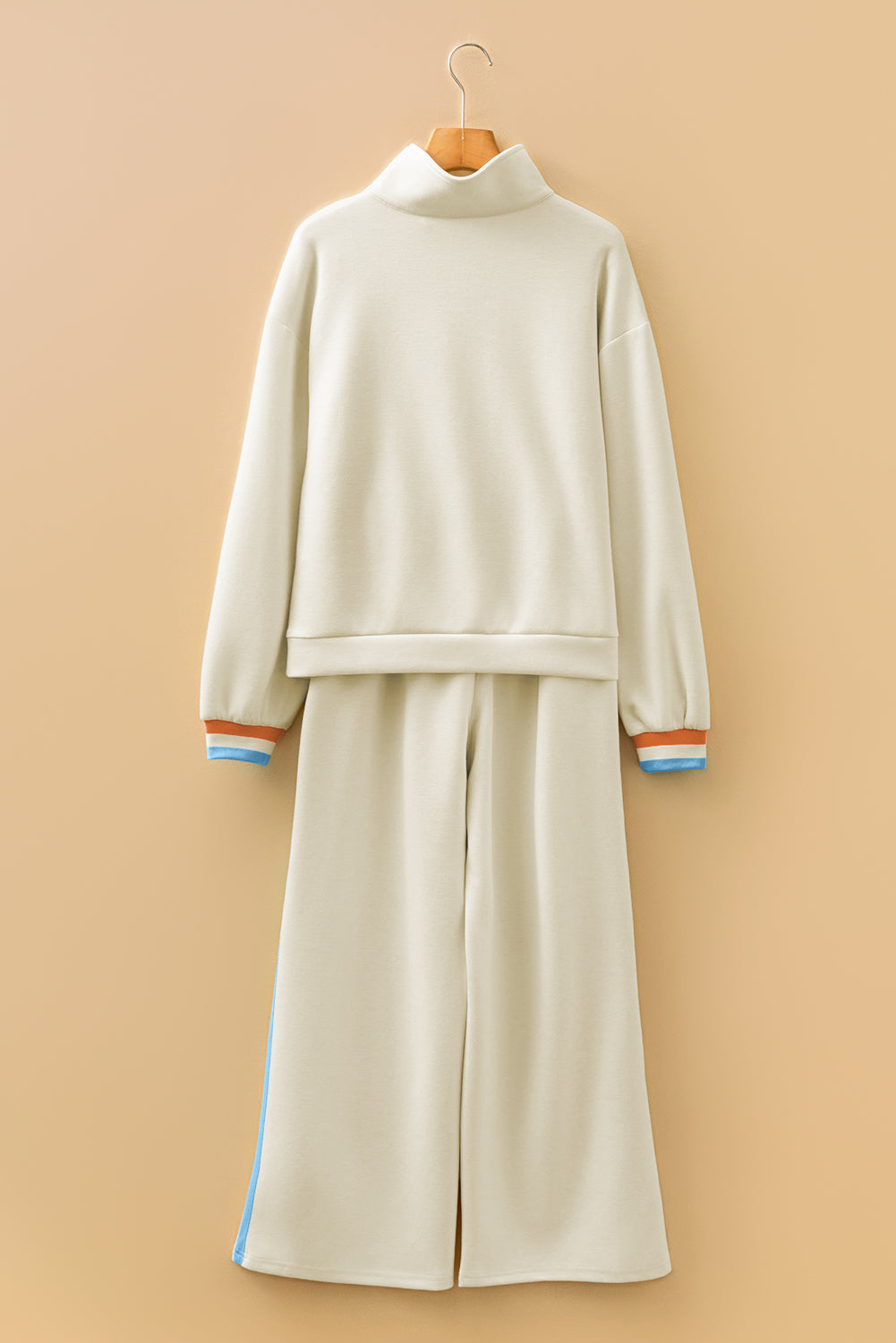 Stripe Patchwork Quarter-Zip Pullover and Pant Set