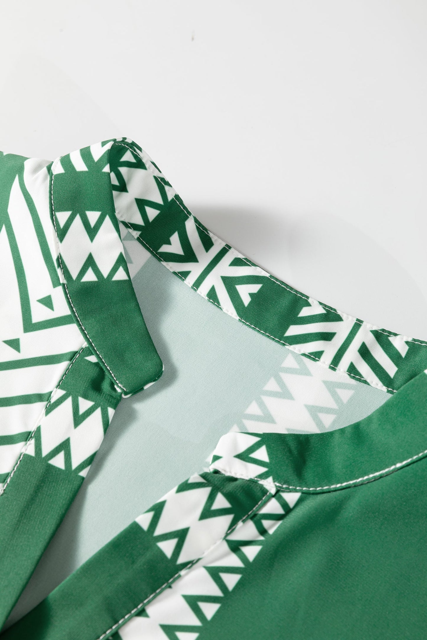 Boho Geometric Stripe Half Buttoned Dress