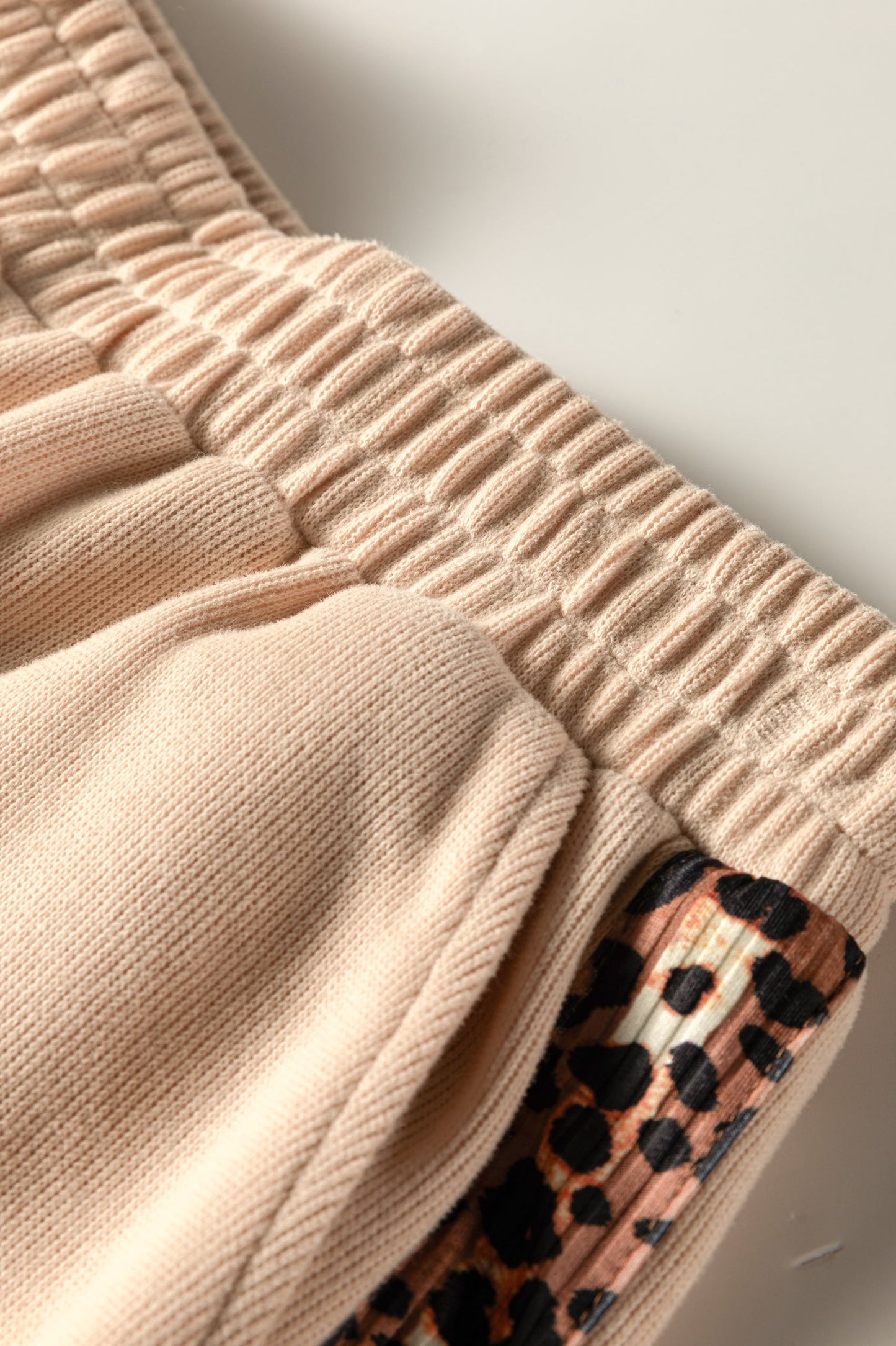 Leopard Trim Half-Zip Top and Shorts Set