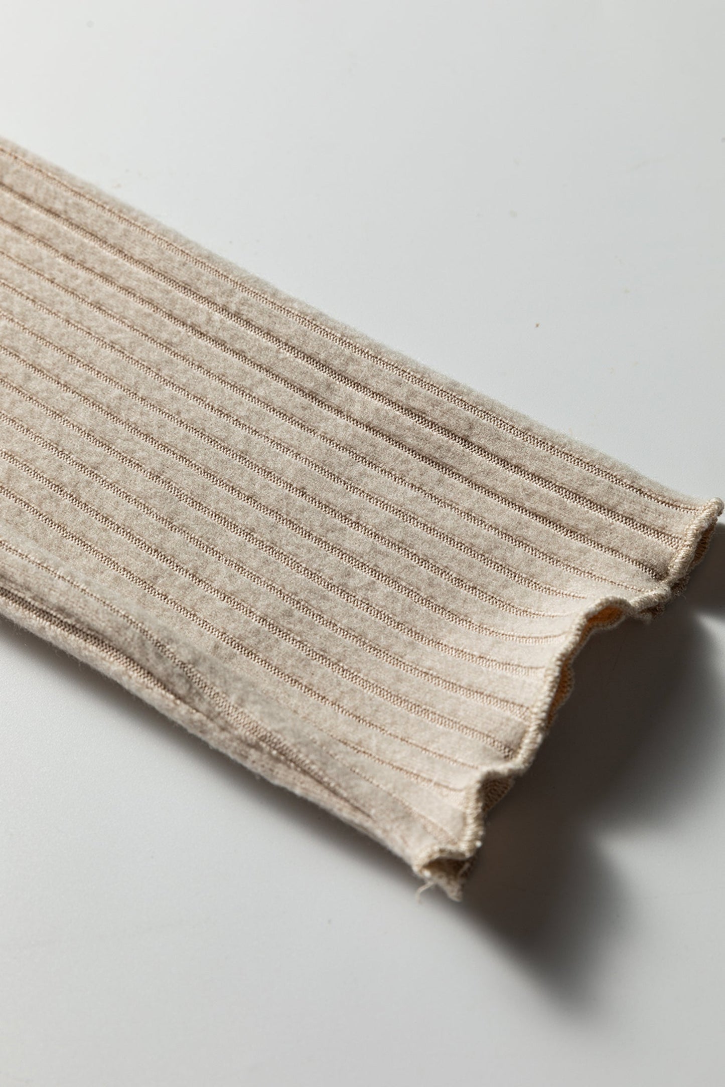 Solid Ribbed Lace Neckline Long Sleeve Top