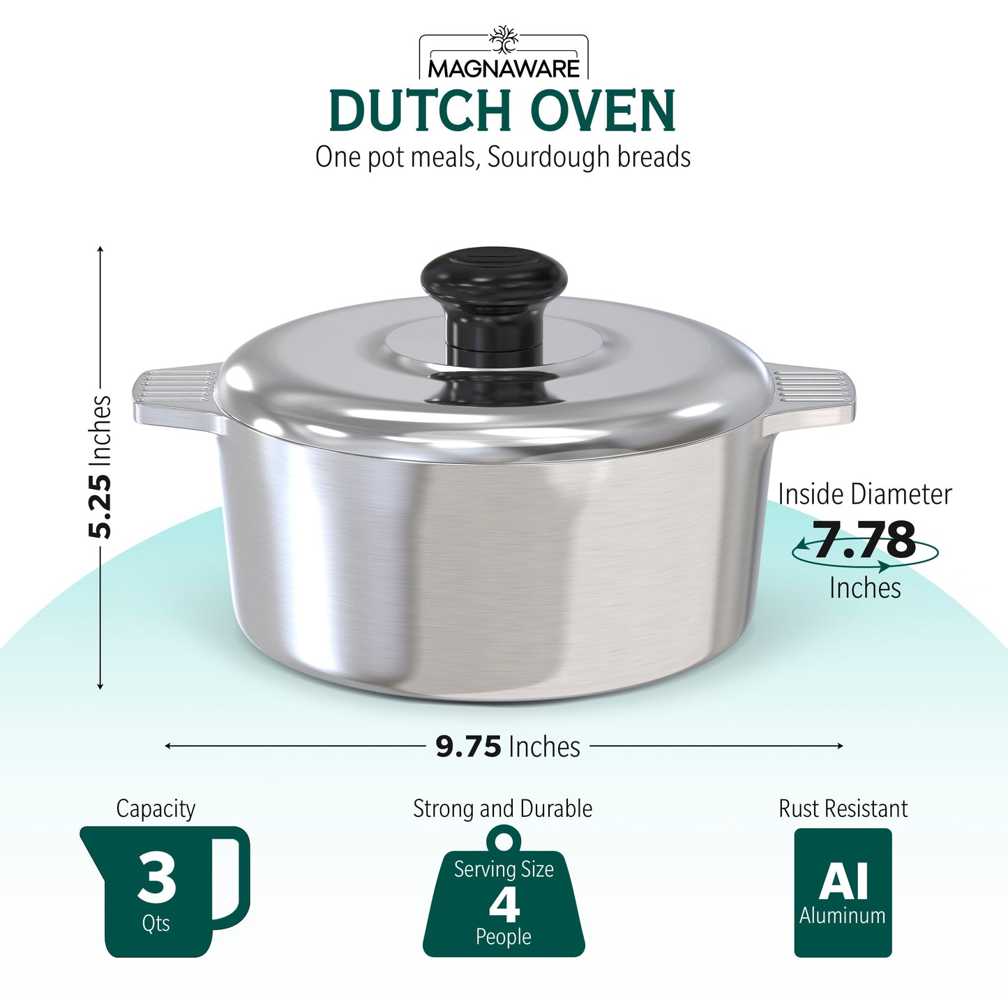 3 Quarts Round Dutch Oven with Lid