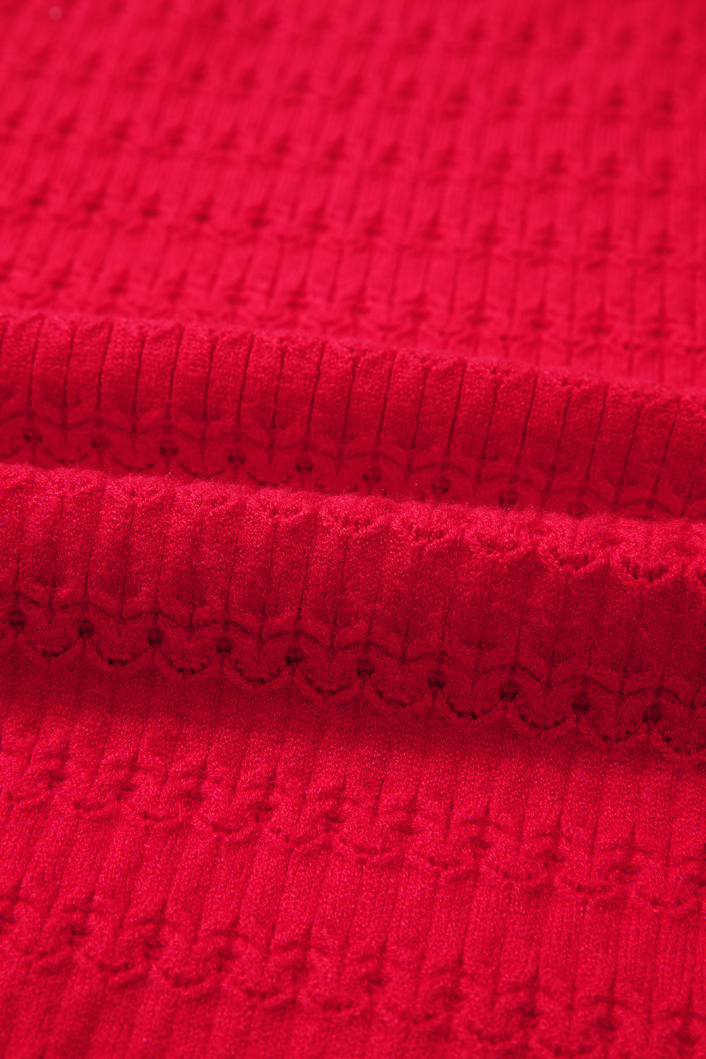 Solid Knit Ribbed Cuff Crewneck Sweater