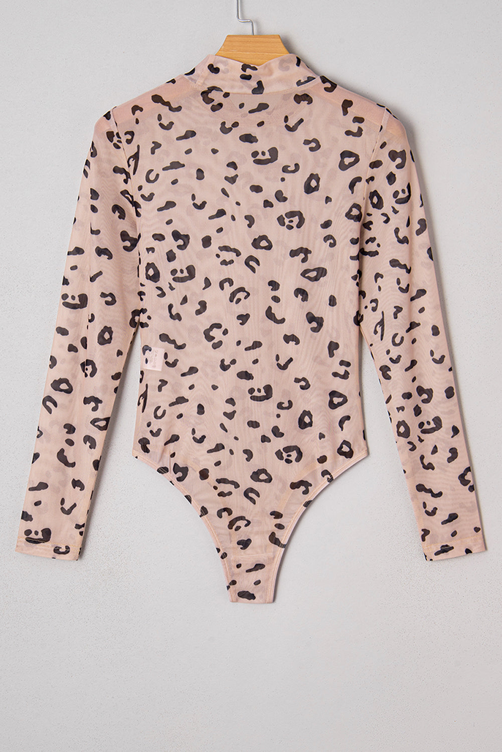 Leopard Mesh Mock Neck Long Sleeve Bodysuit