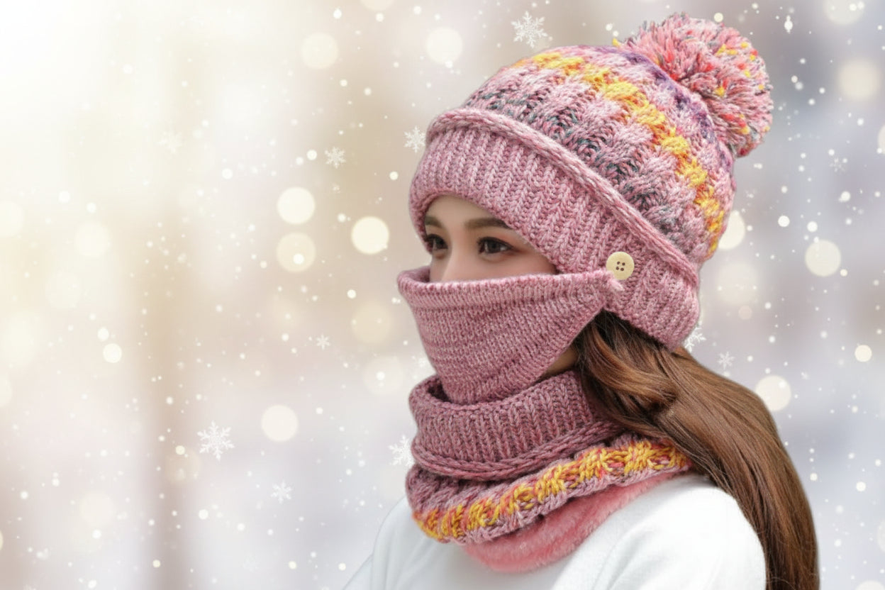 Winter Plush Knitted Hat – Soft Warm Knit Beanie for Cold Weather