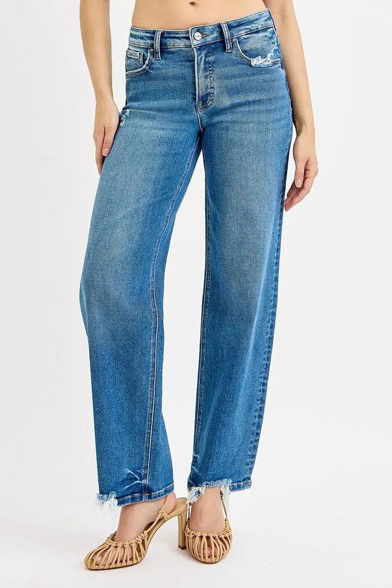 Full Size/Plus Size Mid Rise Baggy RISEN Jeans