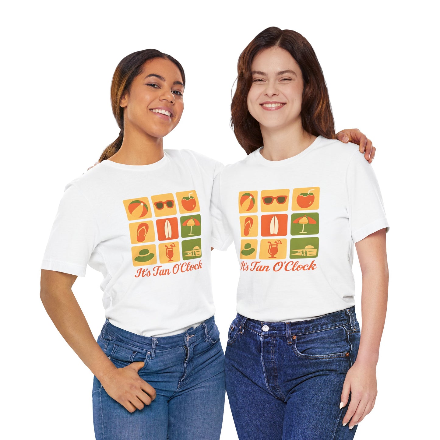 Summer Vibes Tee - It's Tan O'Clock, Unisex Beach Shirt, Vacation Outfit, Gift for Sun Lovers, Casual Summer Wear, Summer Holiday Apparel