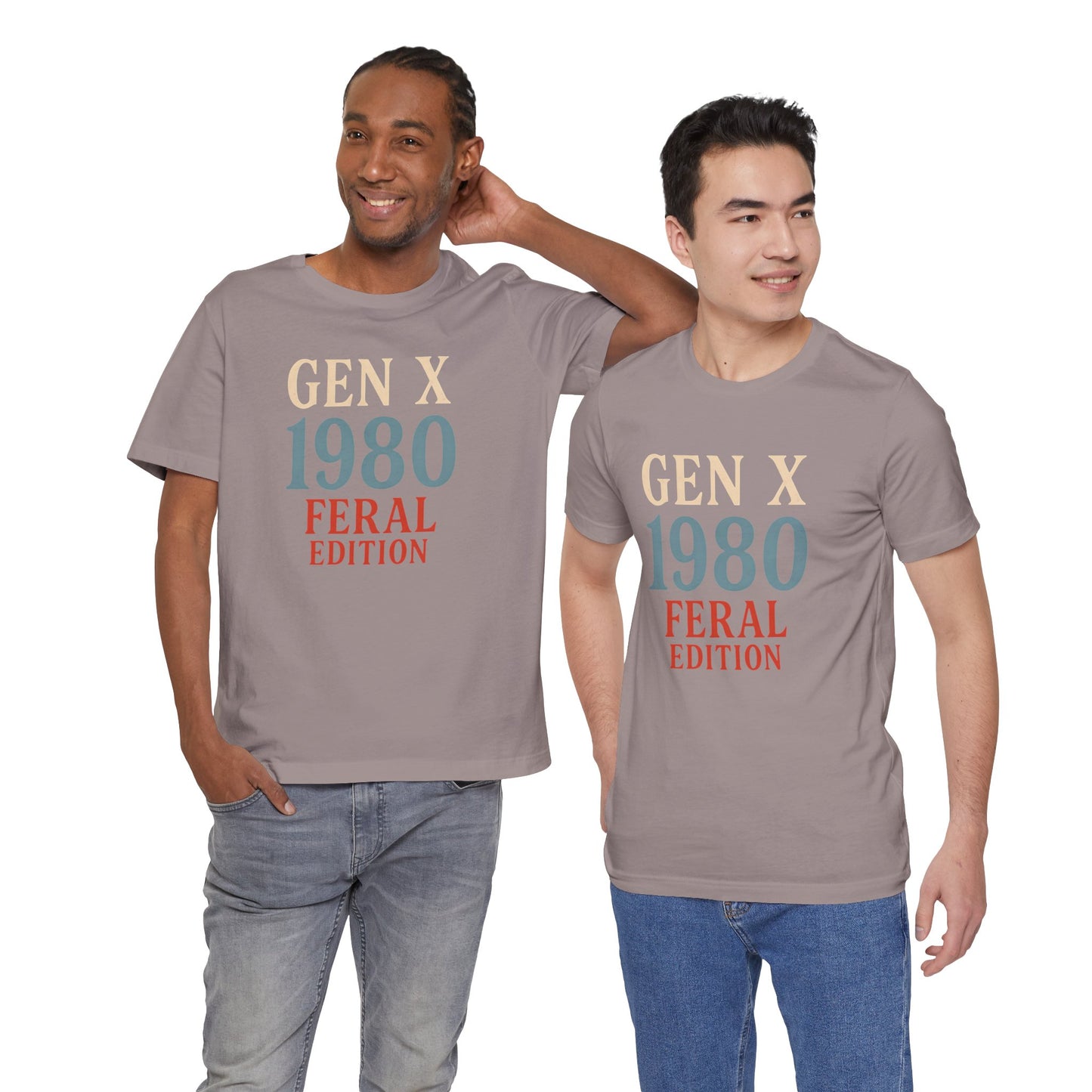 GEN X 1980 Feral Edition Tee | Unisex Jersey Short Sleeve T-Shirt, Vintage Fashion, Fun Gift, Retro Style, Casual Wear, Nostalgic Apparel