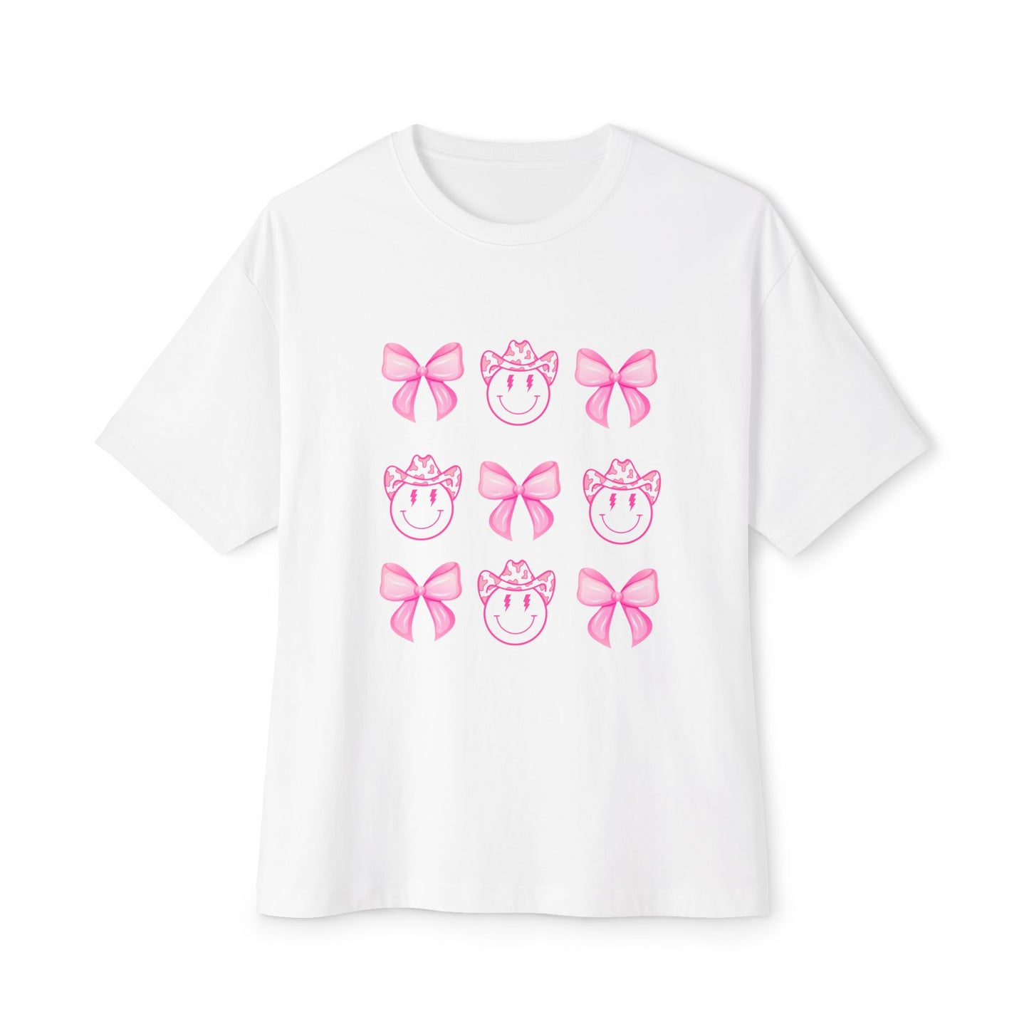 Oversized Tee Smiley Cowboy and Bow Shirt