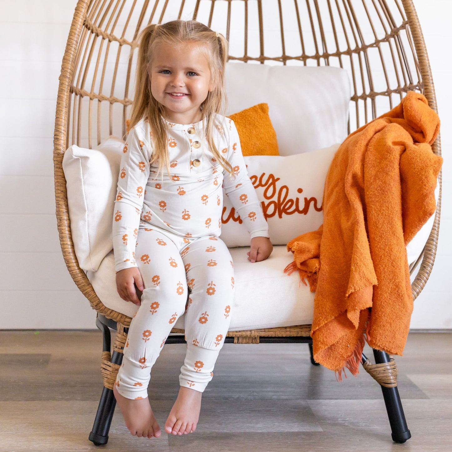 Pumpkin Posie 2pc Bamboo Pajamas for Kids - Sizes Newborn & Up!