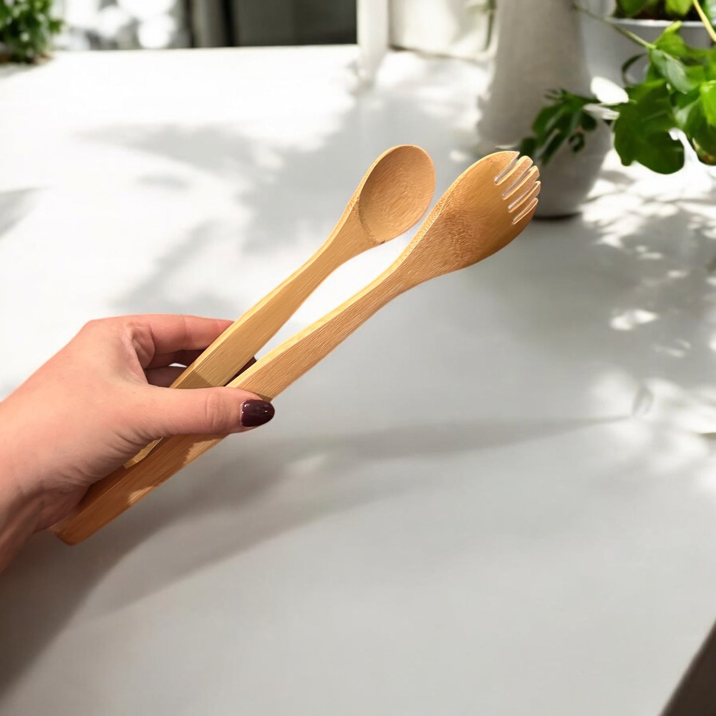 12" Bamboo Serving Tong with Fork End
