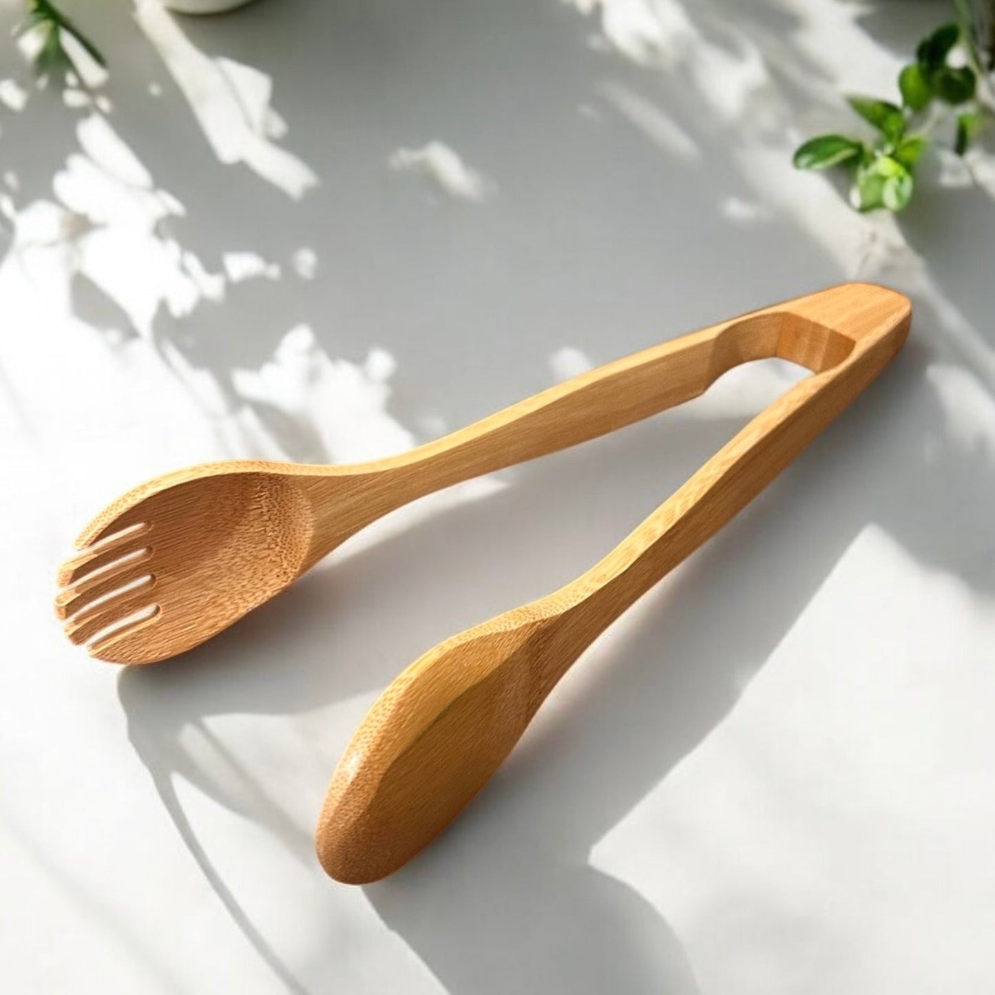 12" Bamboo Serving Tong with Fork End