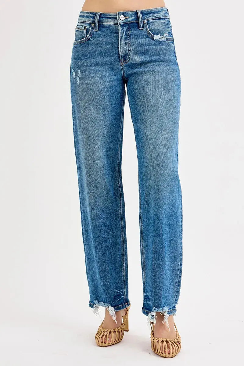 Full Size/Plus Size Mid Rise Baggy RISEN Jeans