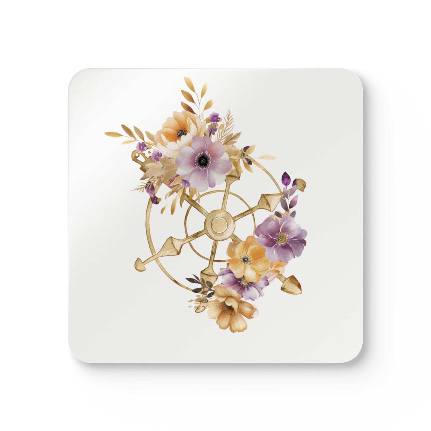 Floral Corkwood Coaster Set - Elegant Home Decor for Coffee Lovers, Drinkware Accessories, Wedding Gifts, Kitchen Essentials, [...]