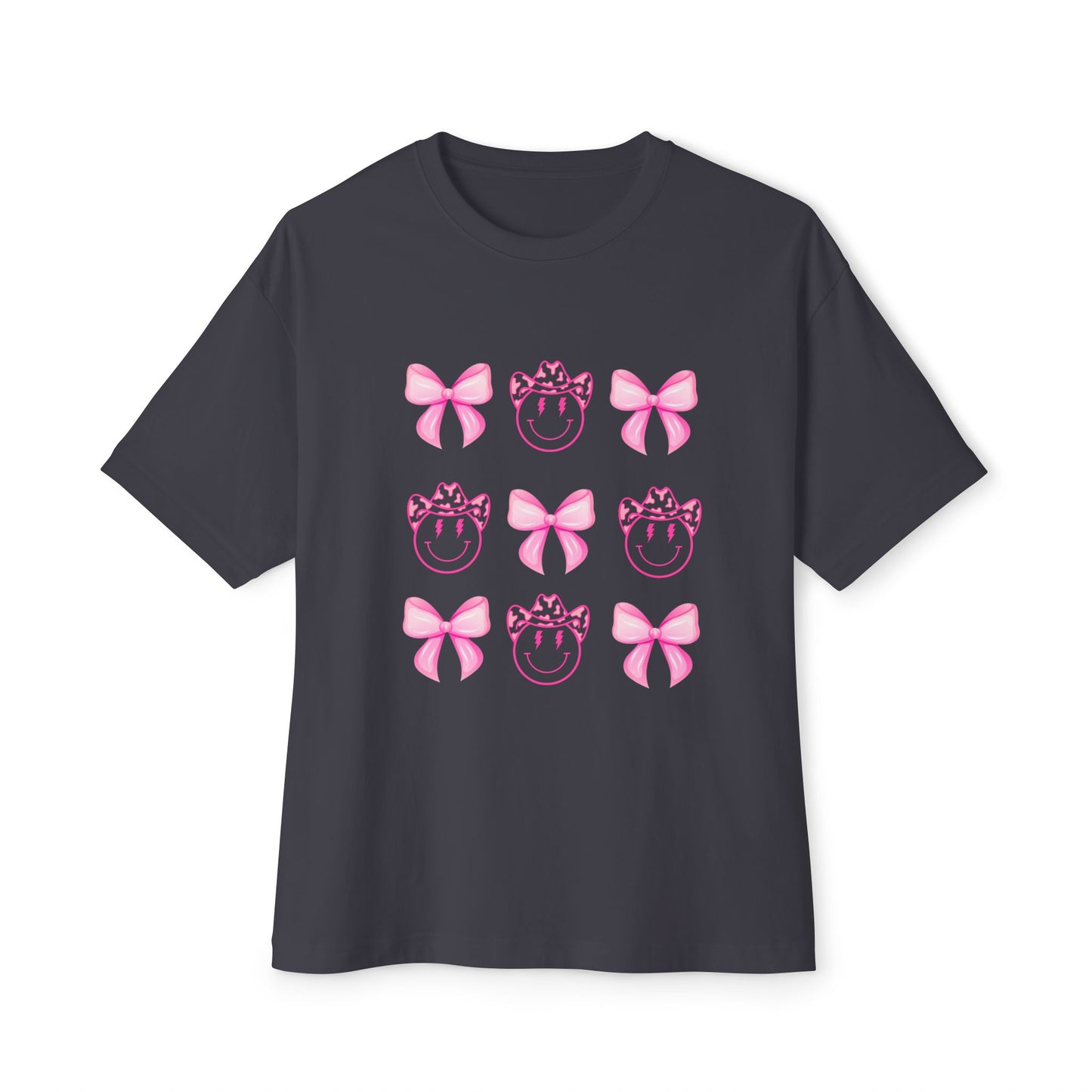 Oversized Tee Smiley Cowboy and Bow Shirt