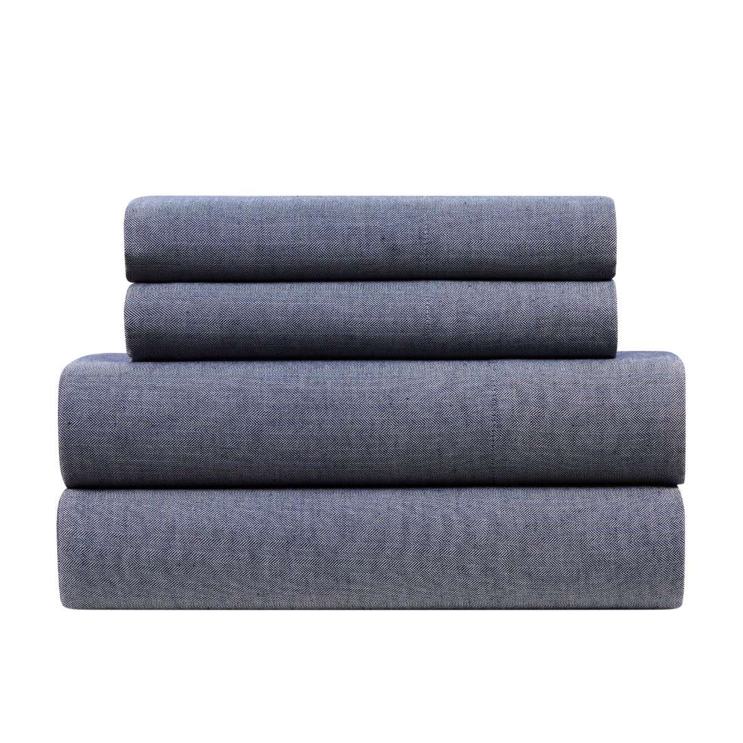 Kathy Ireland Herringbone Twill 4 Piece Cotton Rich Sheet Set