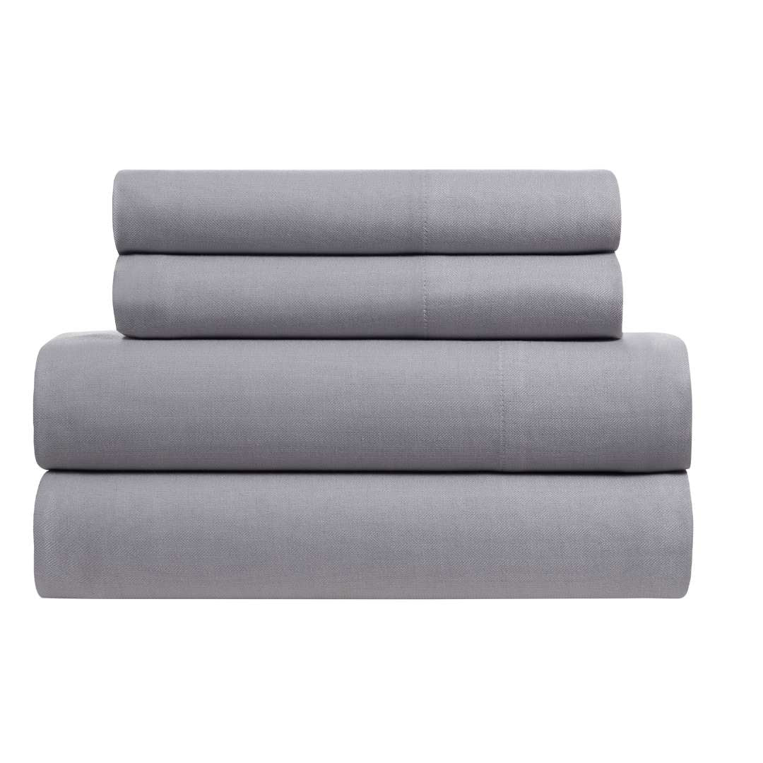 Kathy Ireland Herringbone Twill 4 Piece Cotton Rich Sheet Set